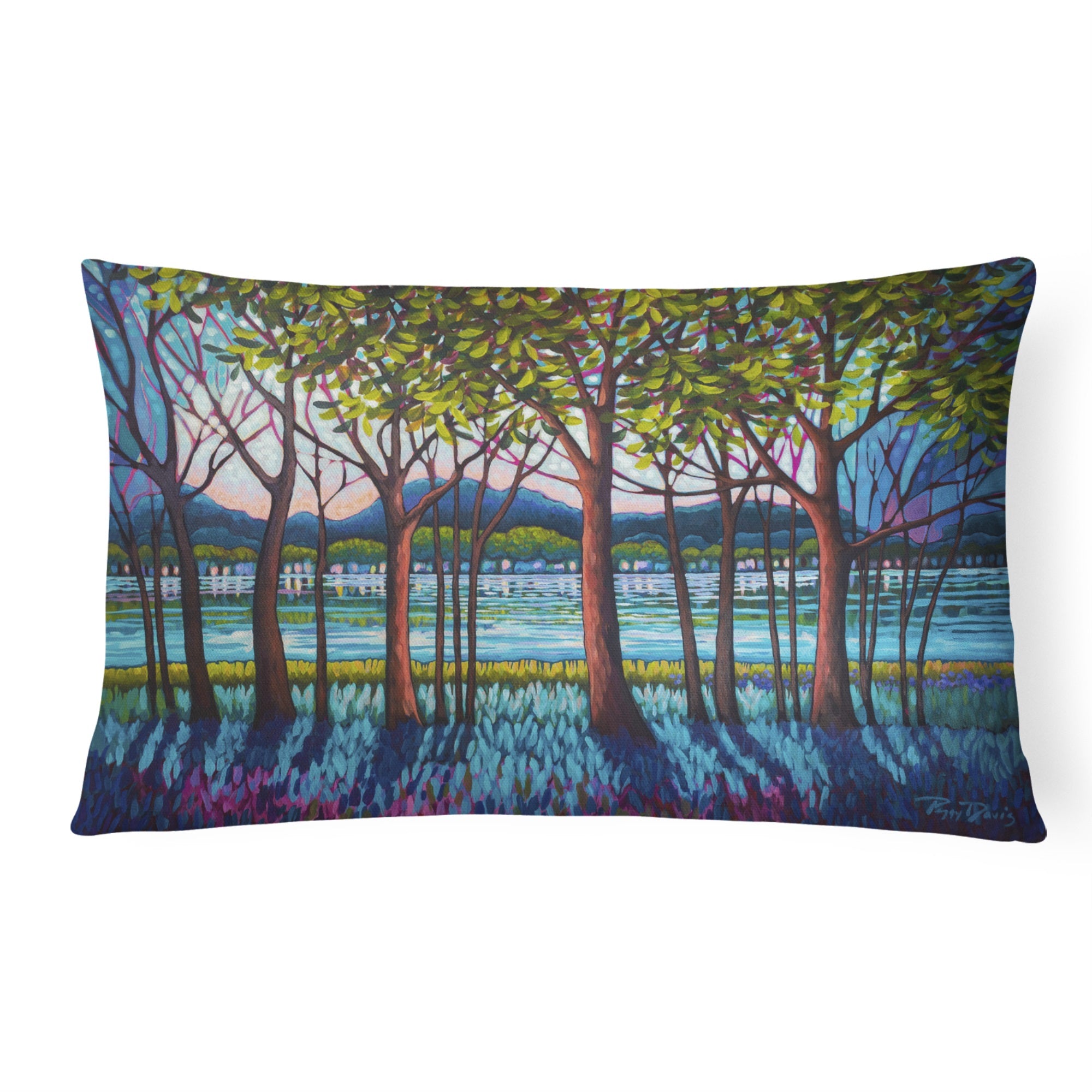 Tanzanite River Canvas Fabric Decorative Pillow