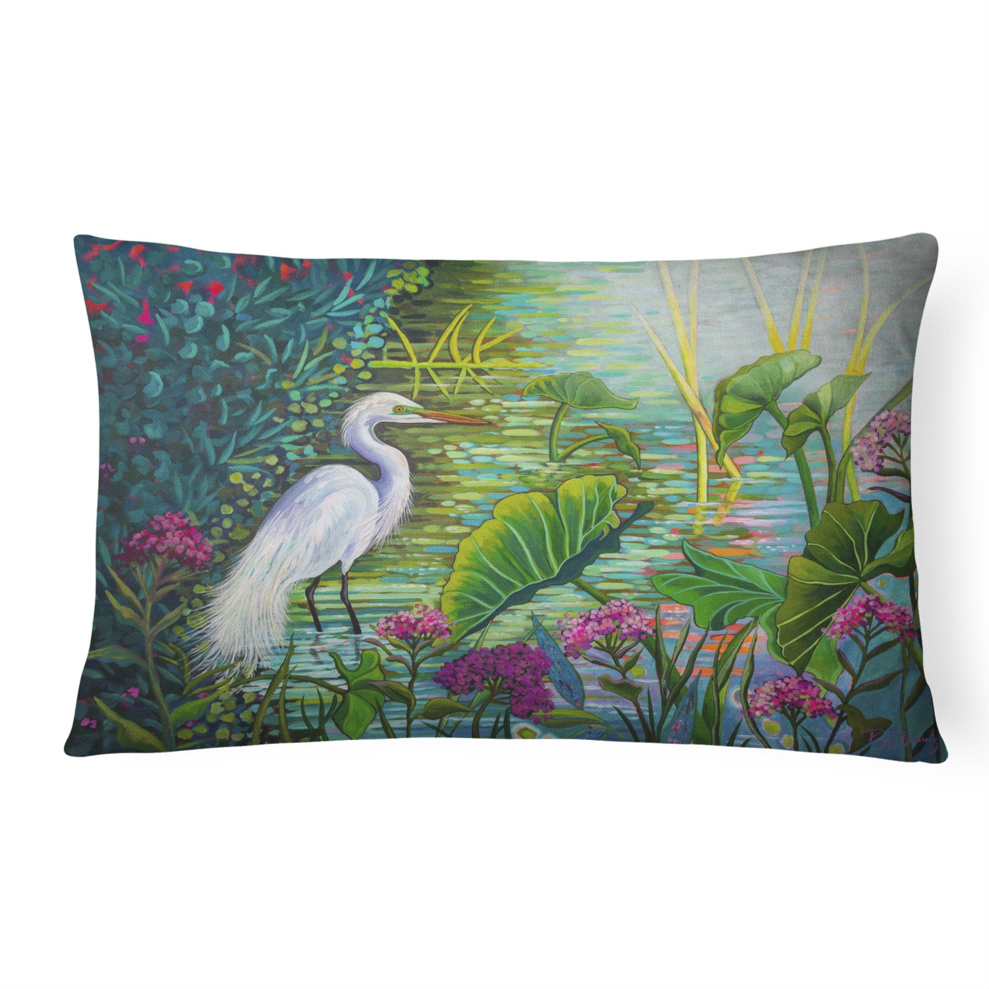 Testing The Waters Heron Canvas Fabric Decorative Pillow