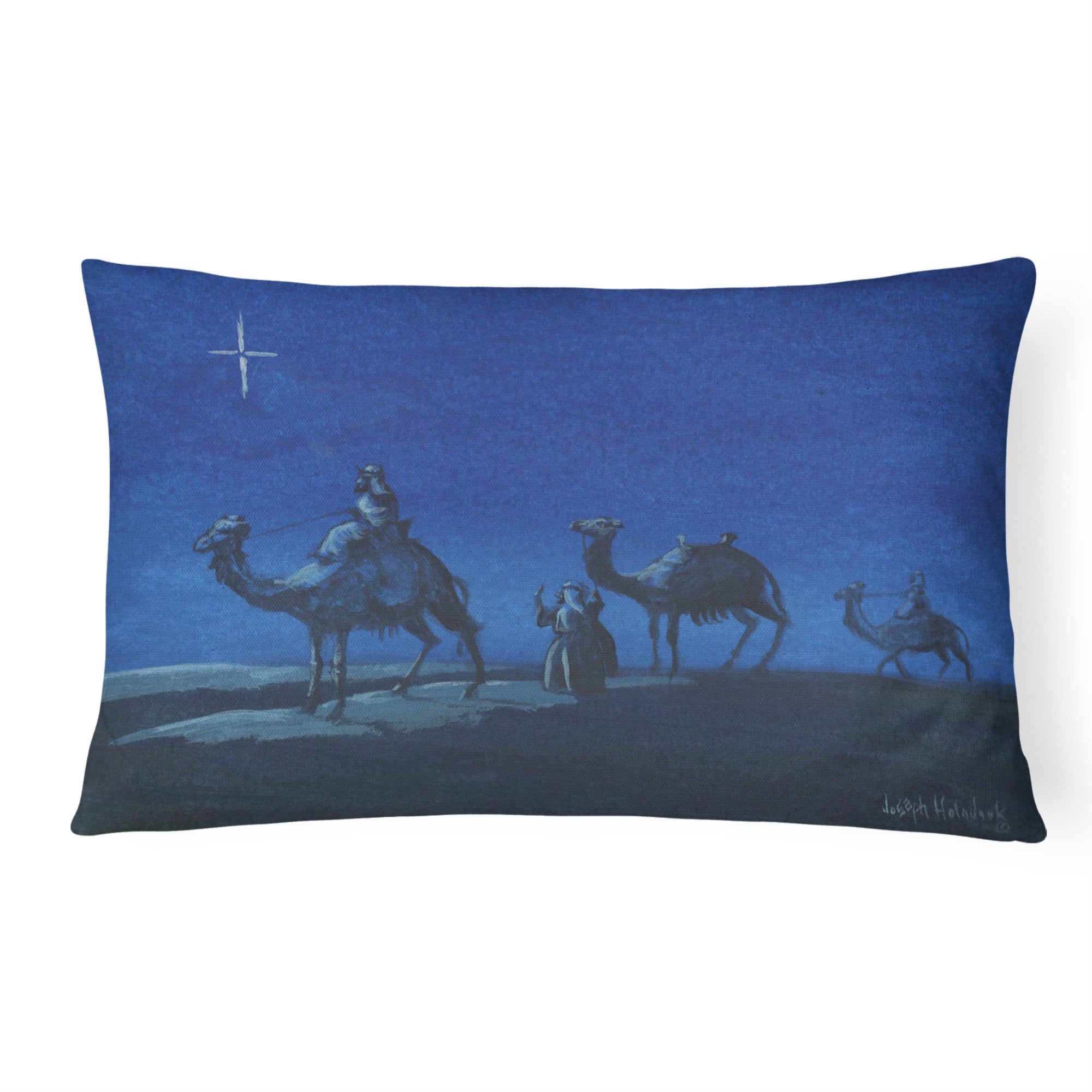 Wise Men In Blue Canvas Fabric Decorative Pillow