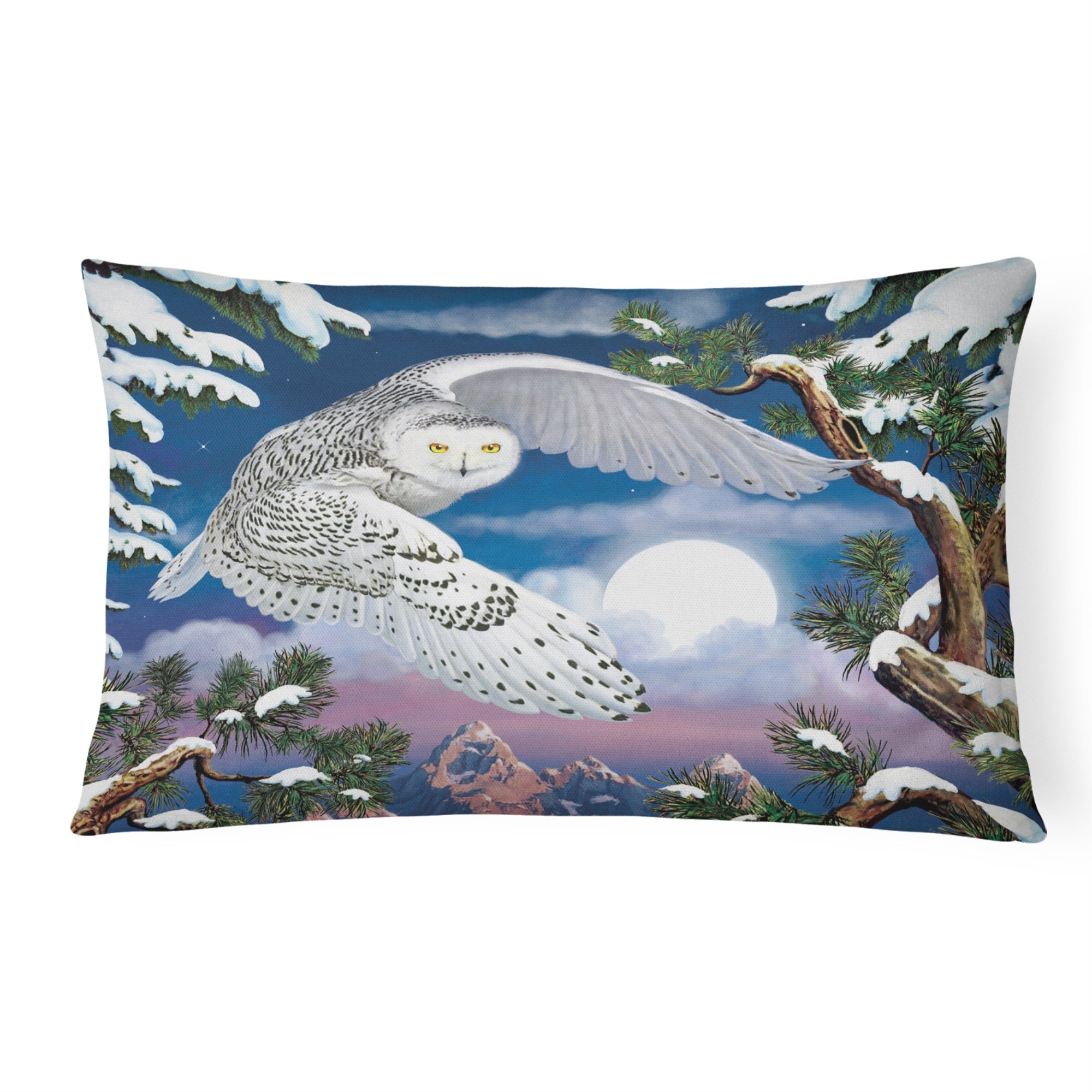 Snowy Owl Canvas Fabric Decorative Pillow