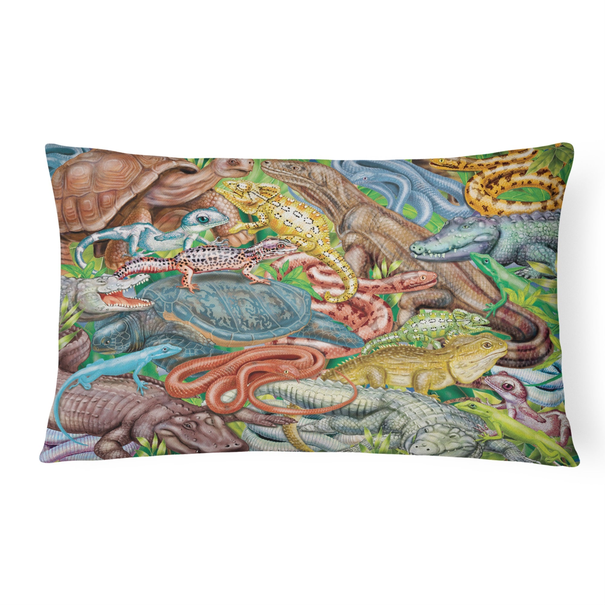 Scales And Tails, Snakes, Turtle, Reptiles Canvas Fabric Decorative Pillow