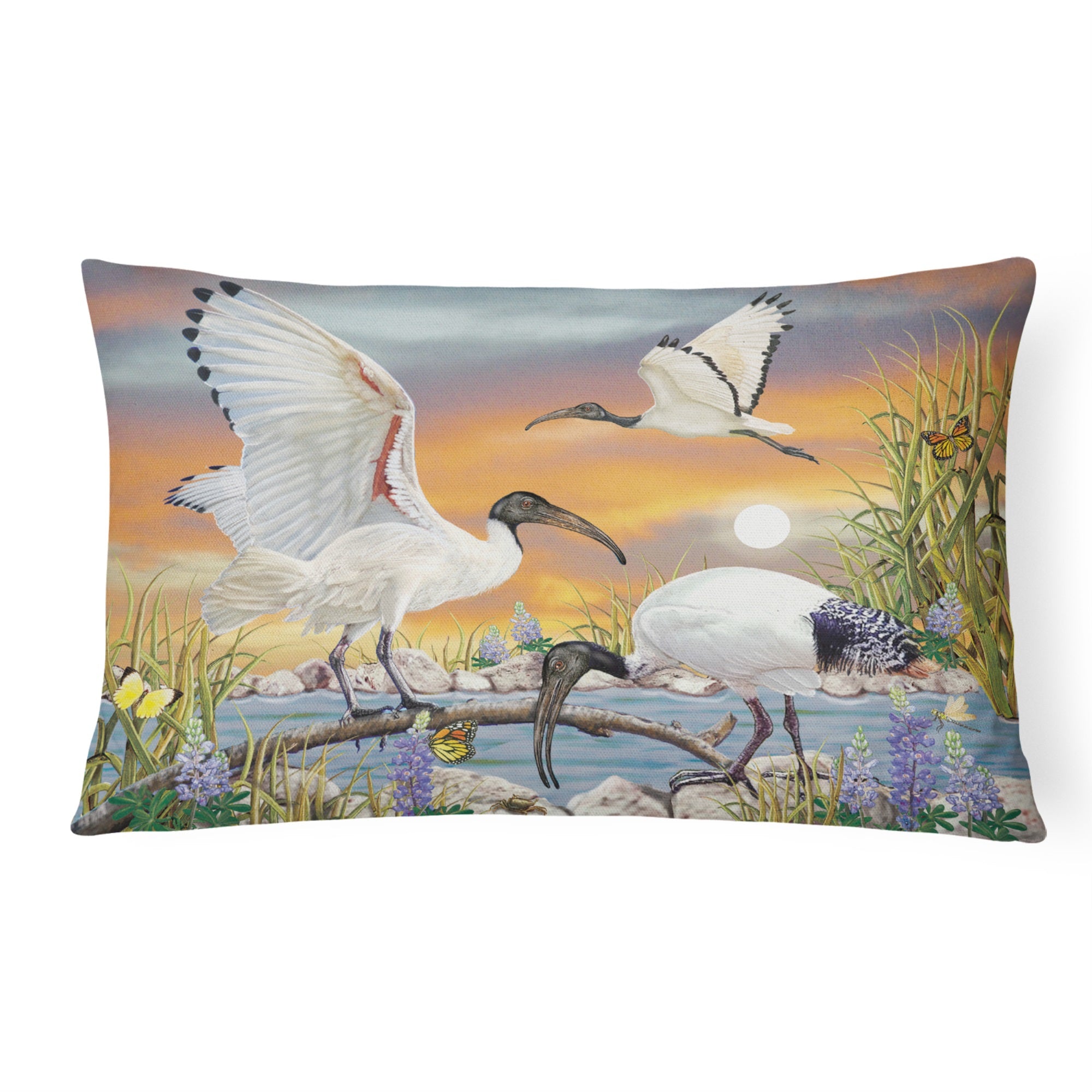 Sacred Ibis Canvas Fabric Decorative Pillow