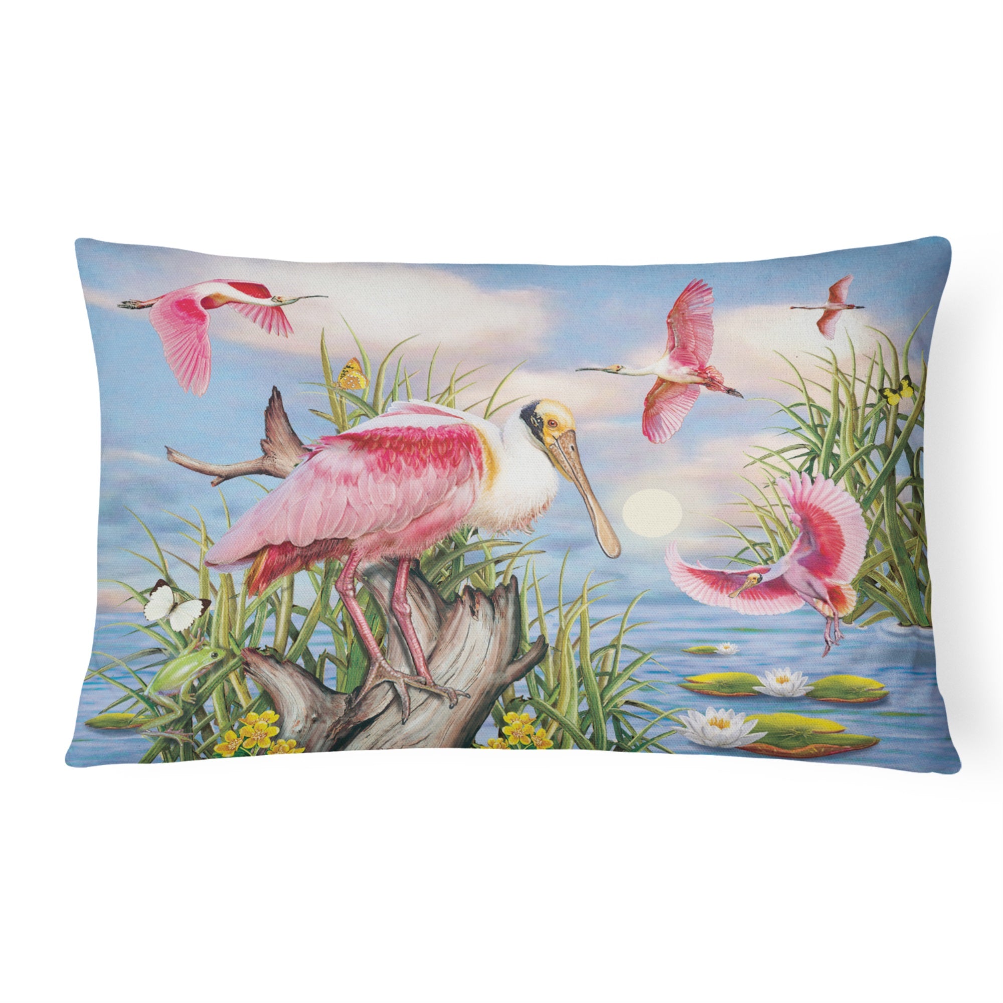 Roseate Spoonbill Canvas Fabric Decorative Pillow