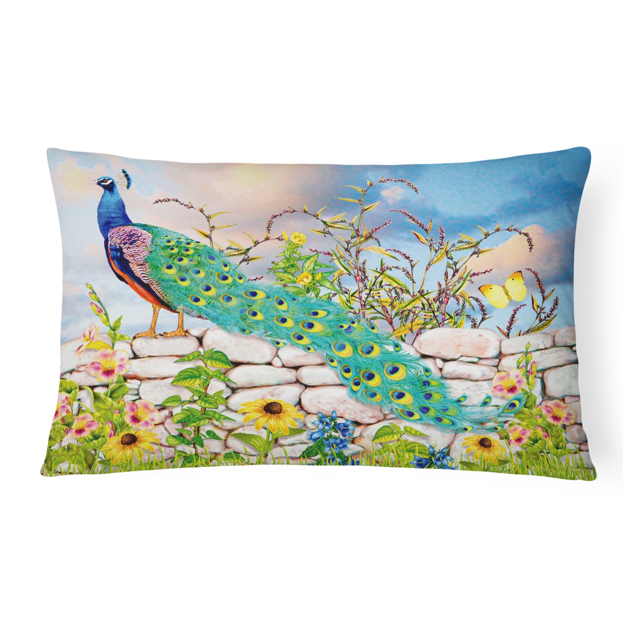 Proud Peacock Canvas Fabric Decorative Pillow