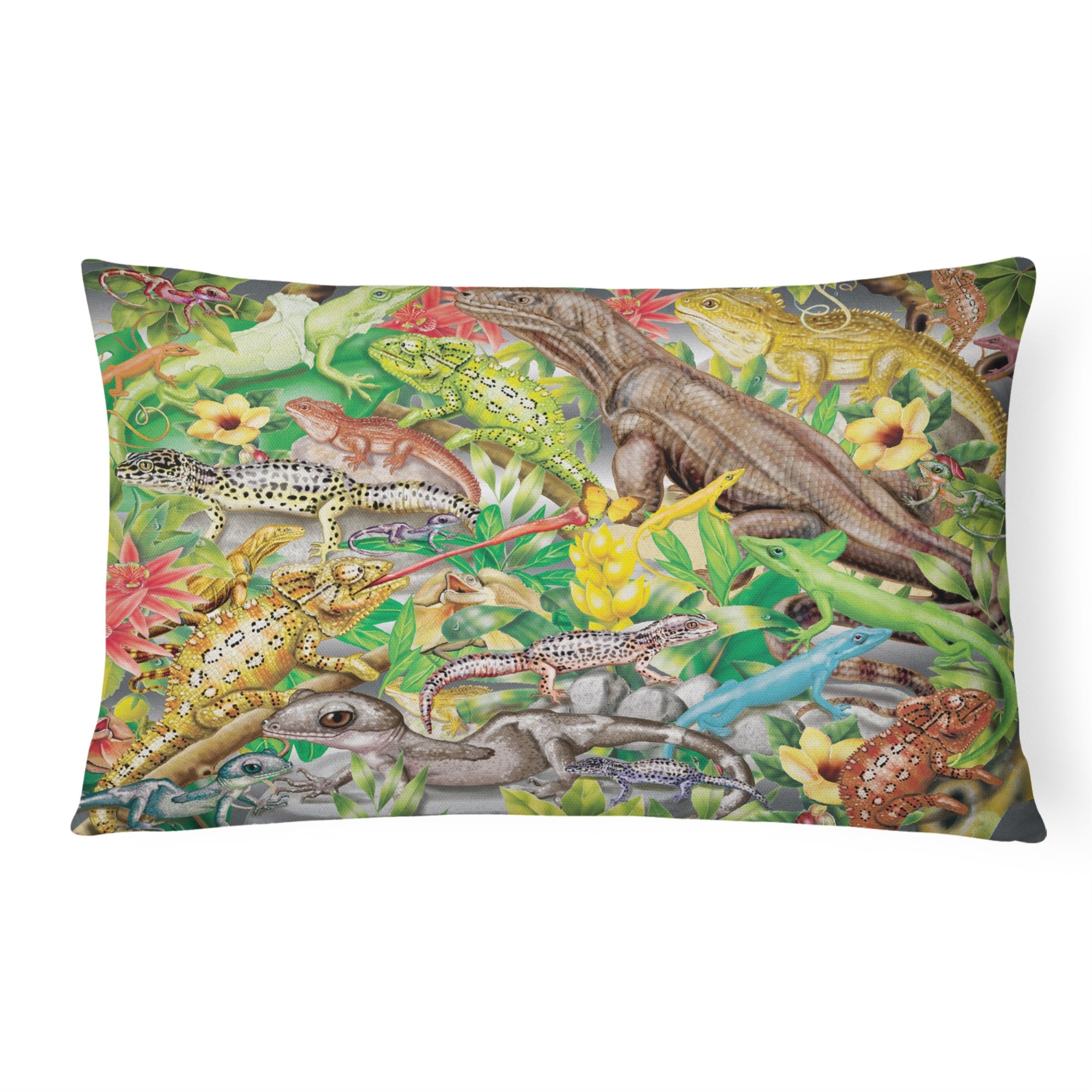 Lizard Jungle Canvas Fabric Decorative Pillow