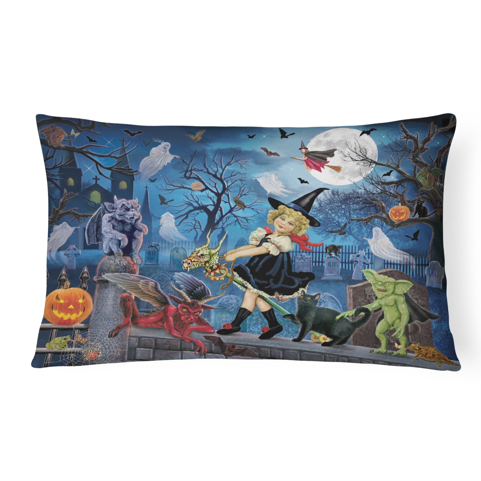 Littlest Witch'S Halloween Party Canvas Fabric Decorative Pillow