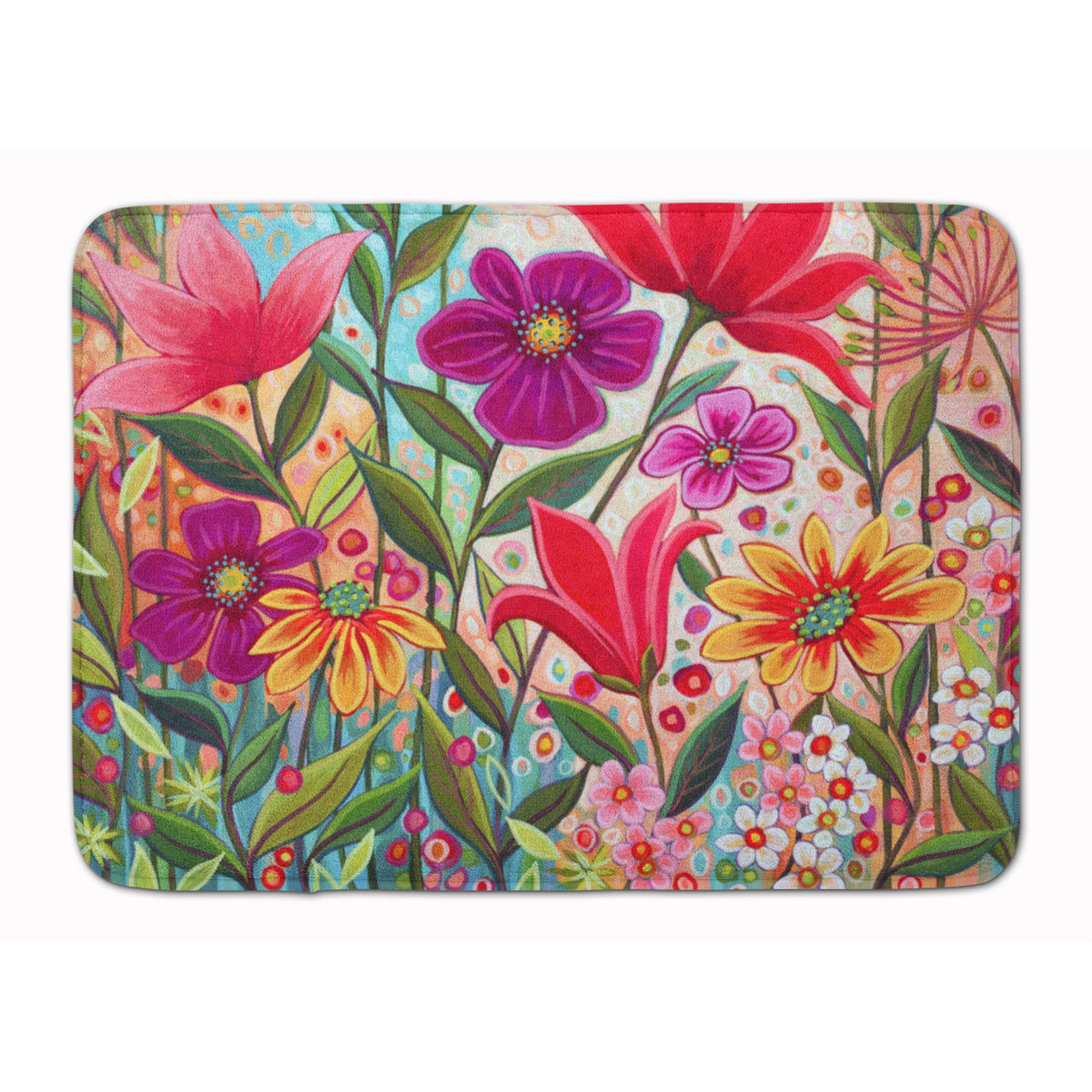 Fanciful Flowers Machine Washable Memory Foam Mat
