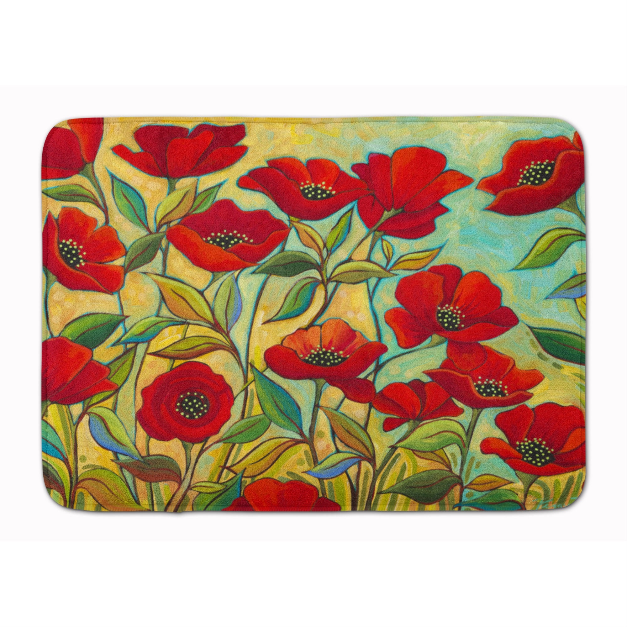 Poppy Garden Flowers Machine Washable Memory Foam Mat