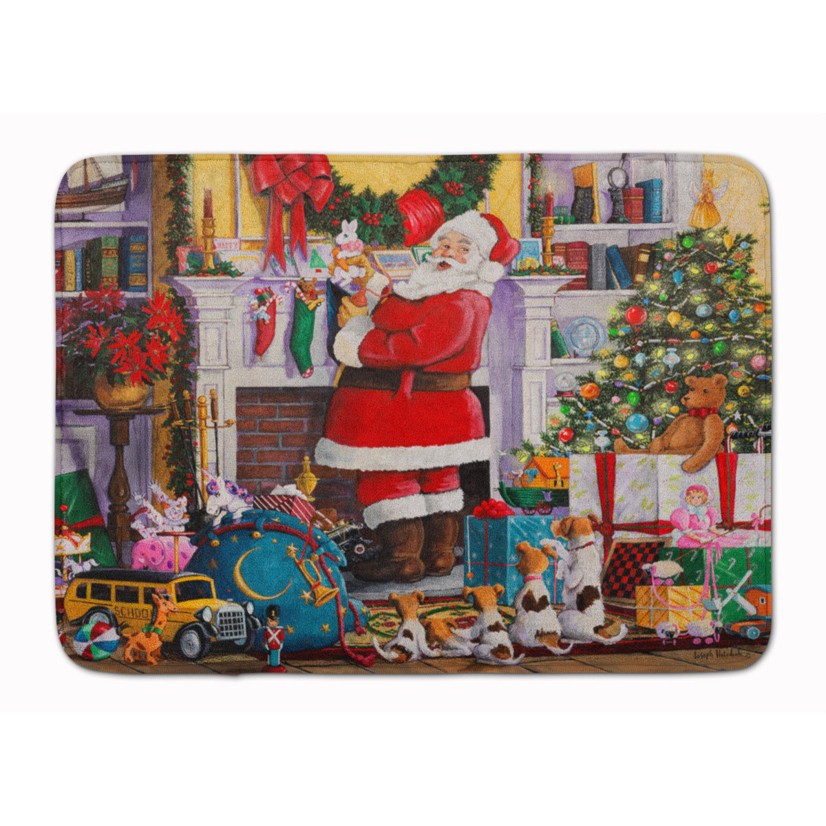 Santa Claus Placing The Presents Machine Washable Memory Foam Mat