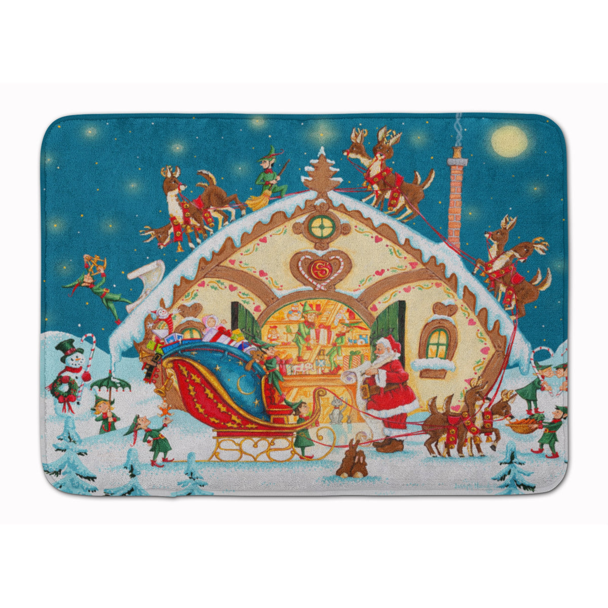 Santa Claus Loading The Sleigh Machine Washable Memory Foam Mat
