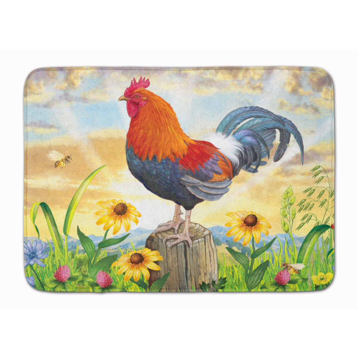 Rooster At Dawn Machine Washable Memory Foam Mat