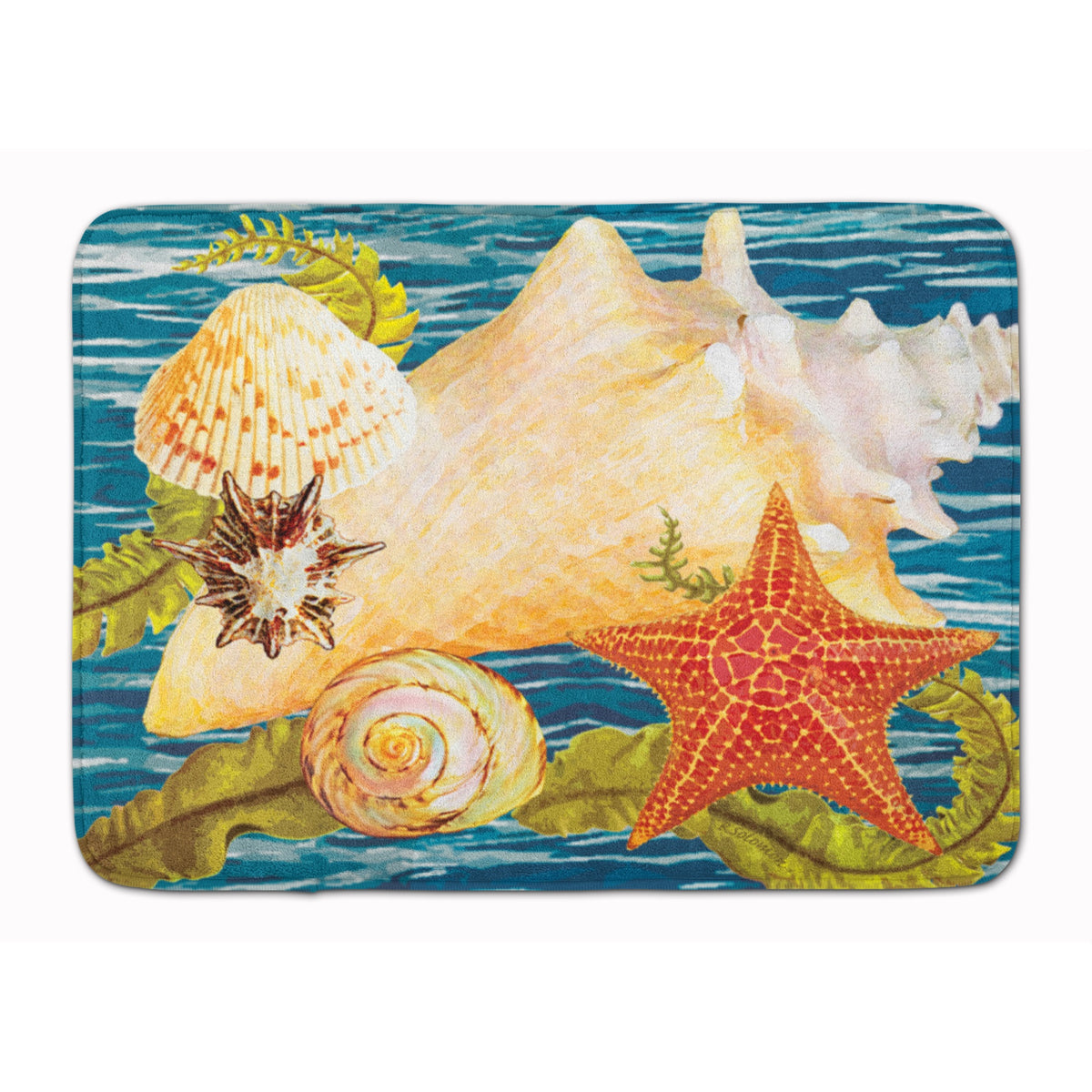 Conch Starfish And Cockle Ii Machine Washable Memory Foam Mat