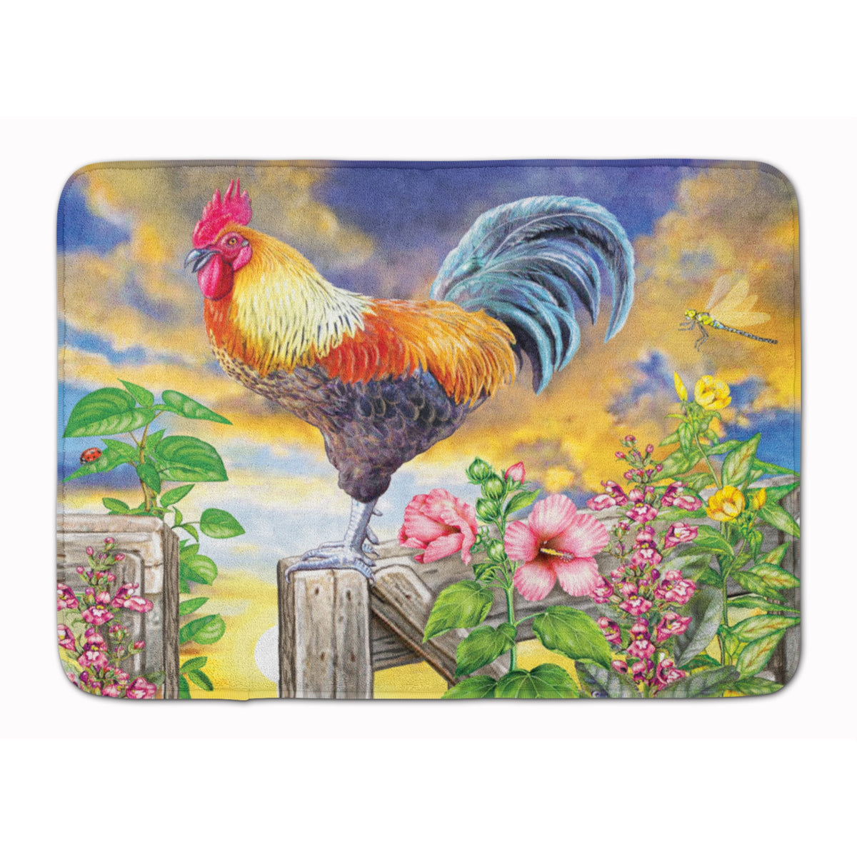 Rooster Barnyard Morning Machine Washable Memory Foam Mat