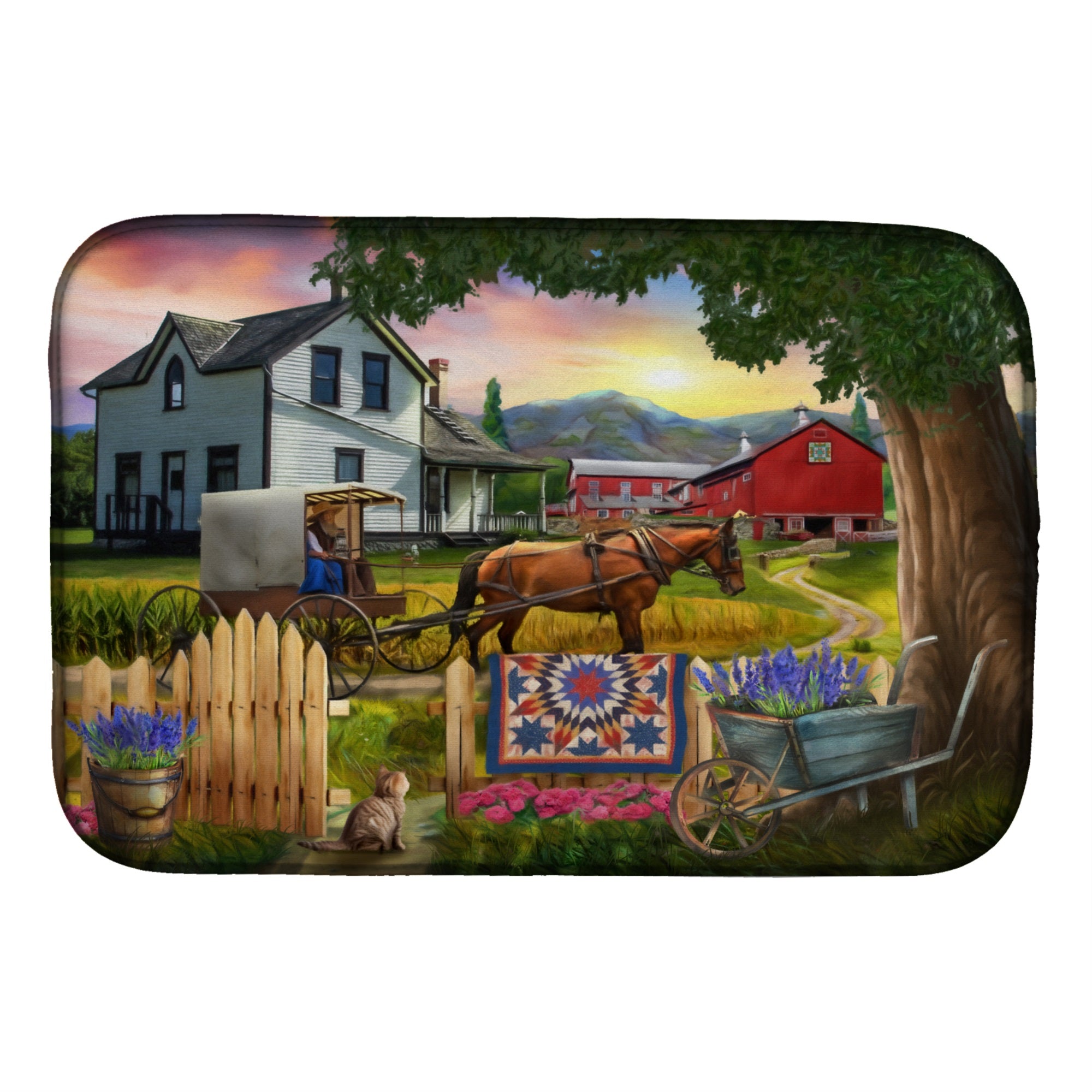Headed Home For Dinner Farm Dish Drying Mat