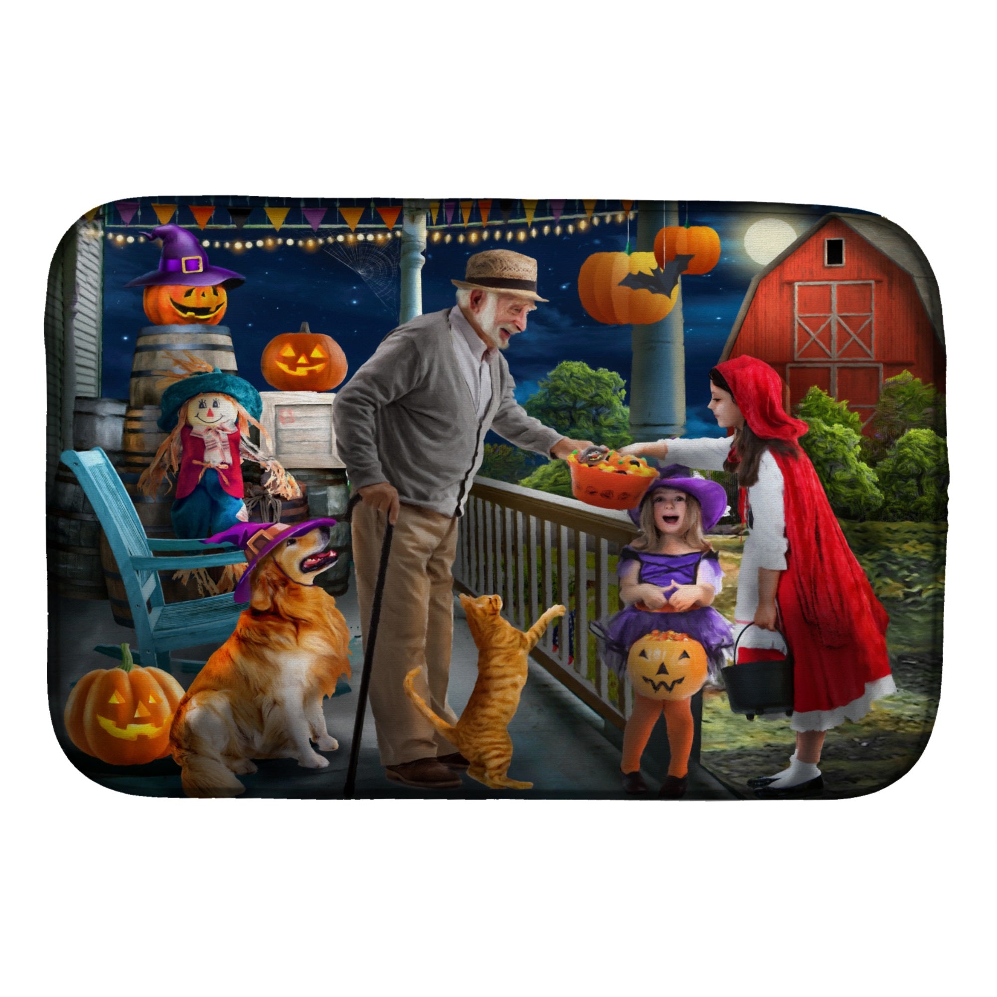Halloween At Grandpa'S Golden Retriever Dish Drying Mat
