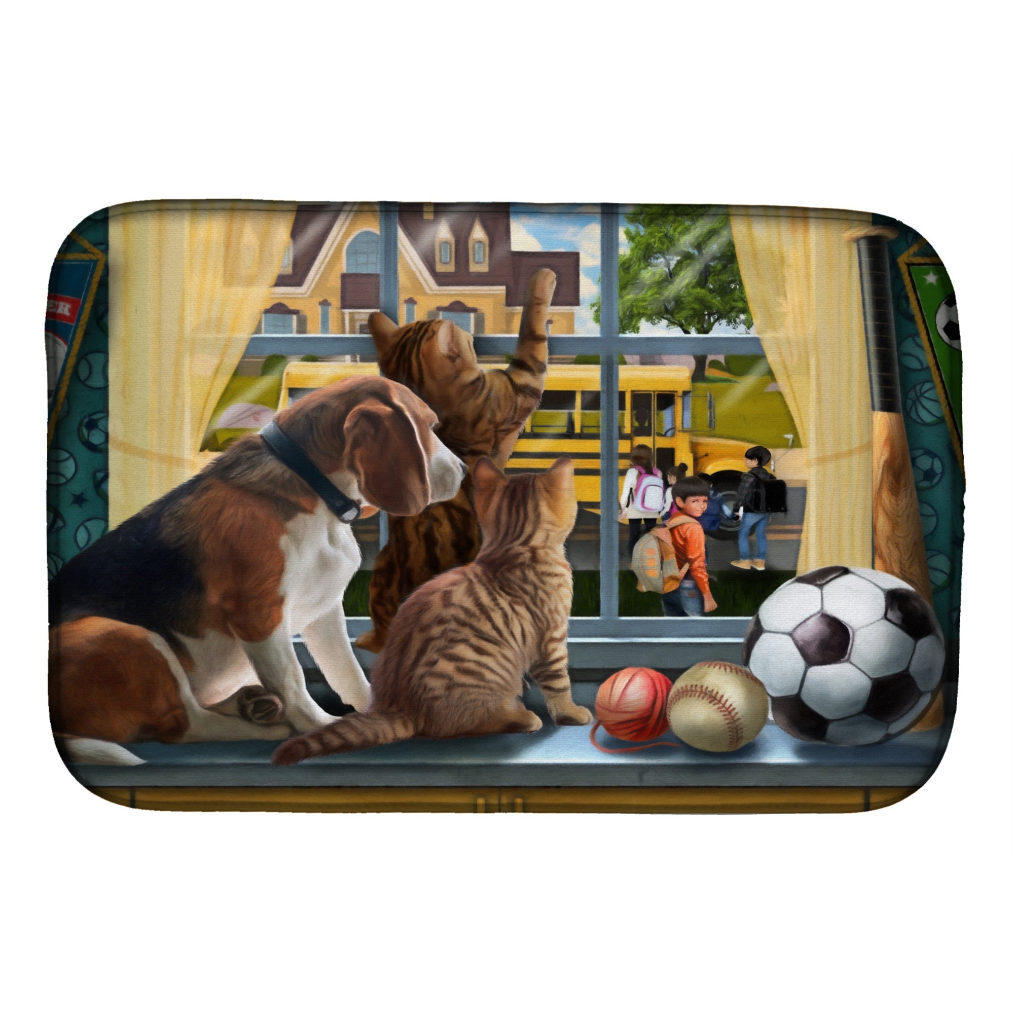 Beagle, Cats Back To School Dish Drying Mat
