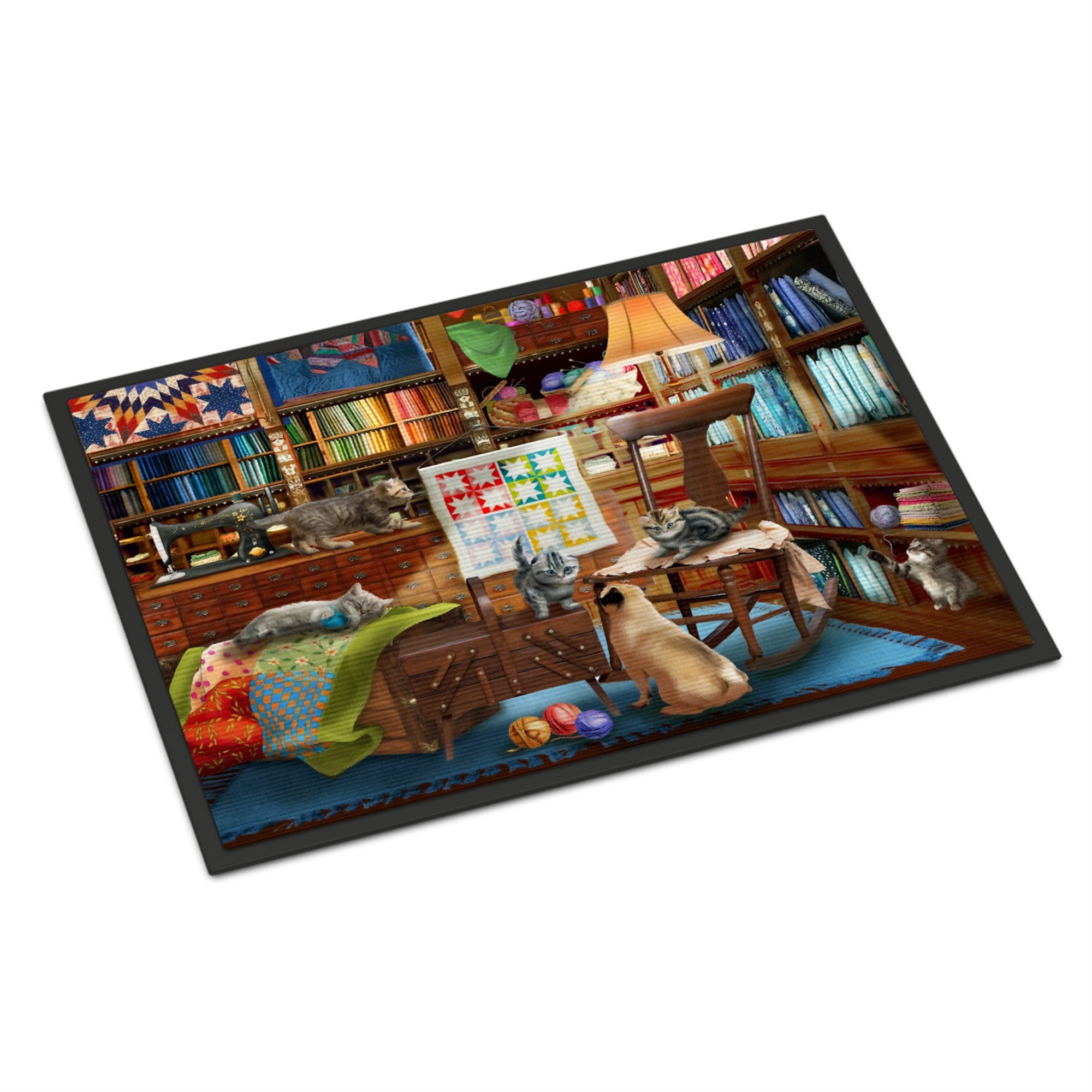 Trouble In The Quilt Room Indoor Or Outdoor Mat 24X36