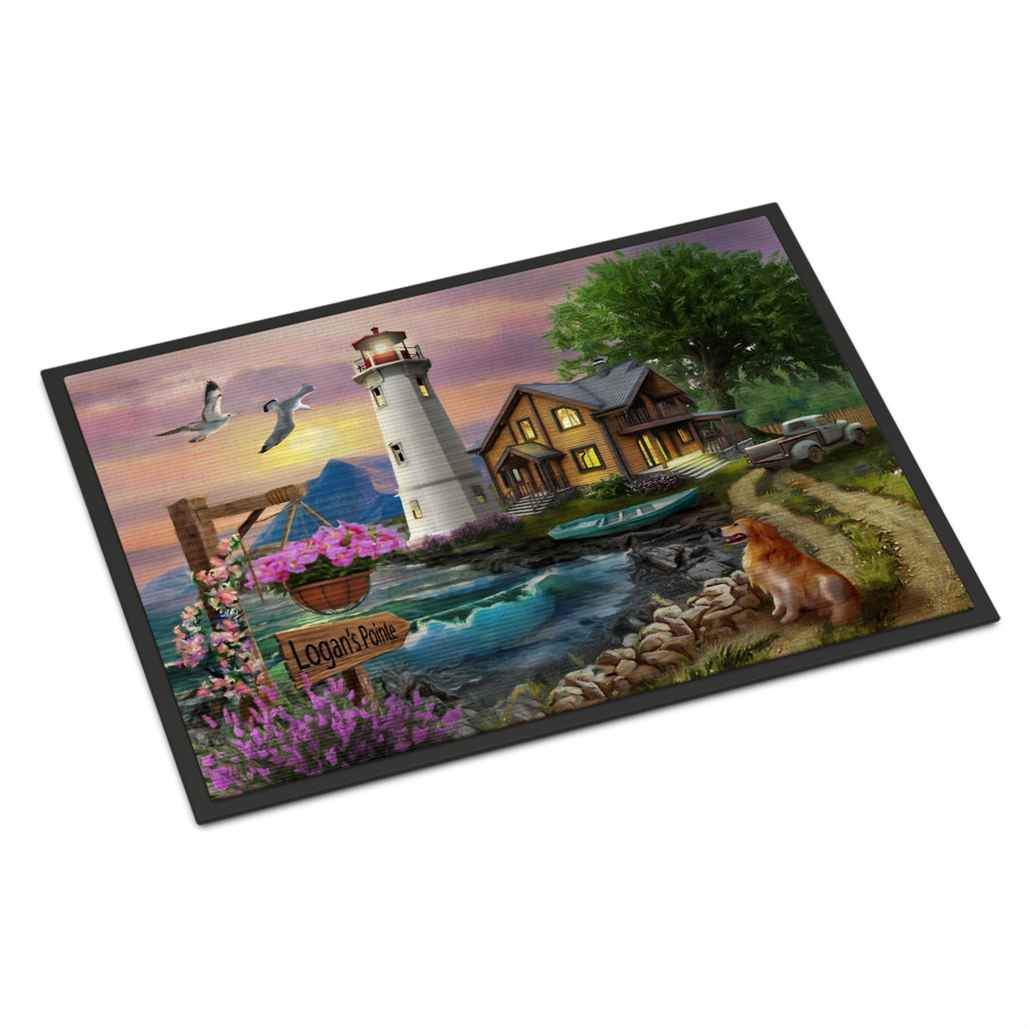 Logan'S Pointe Lighthouse Golden Retriever Indoor Or Outdoor Mat 24X36