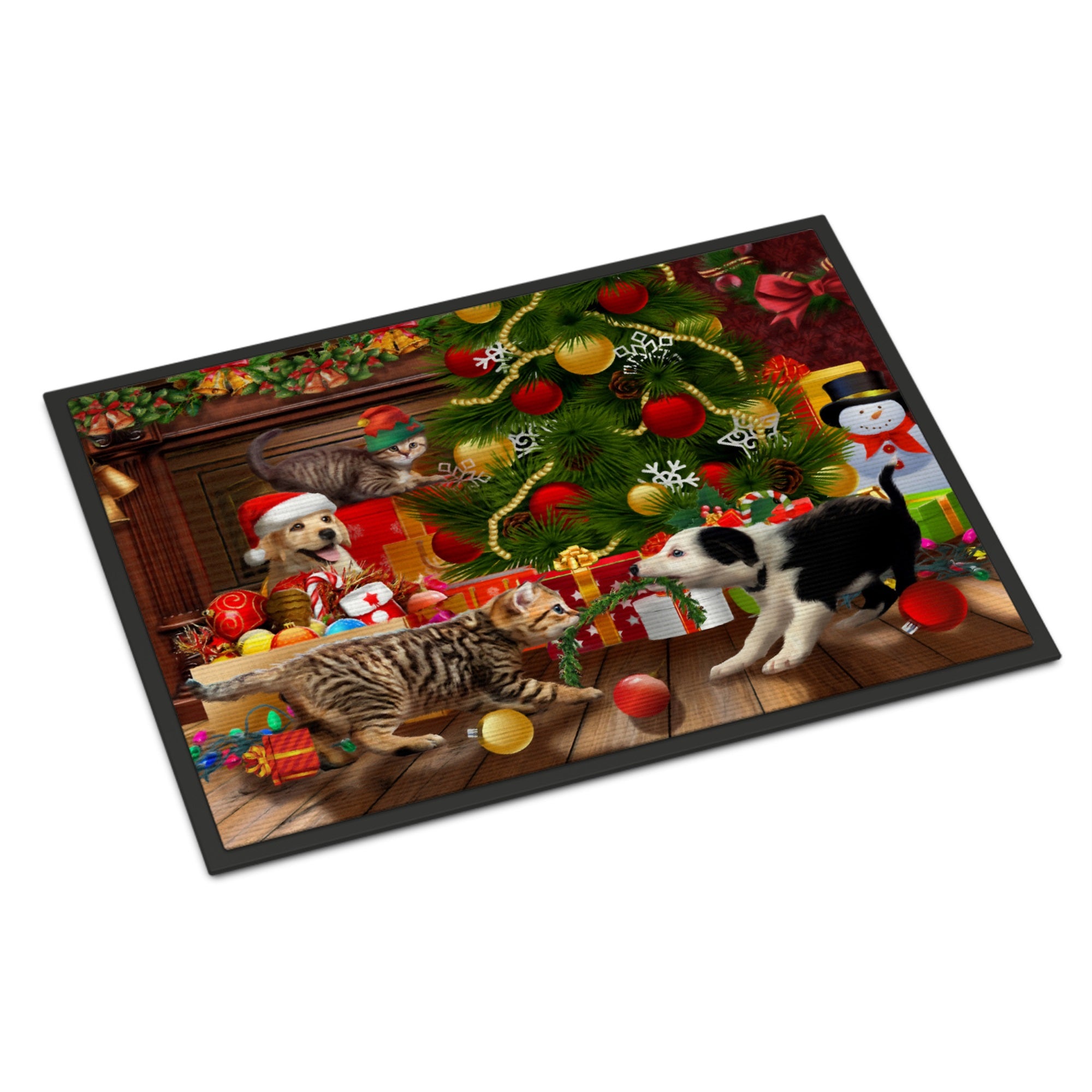 Holiday A Little Christmas Fun Yellow Lab Indoor Or Outdoor Mat 24X36