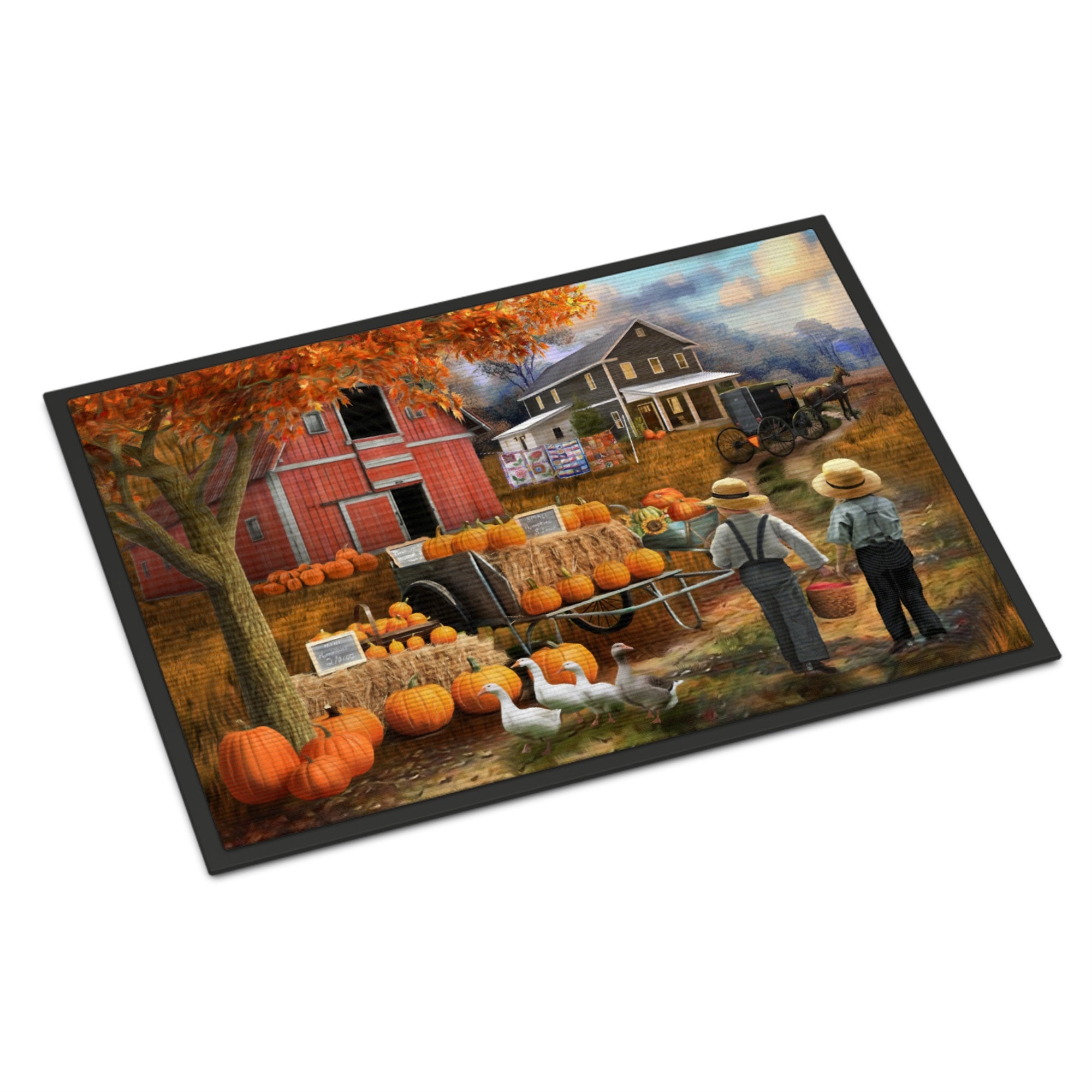 Fall Amish Pumpkin Stand Indoor Or Outdoor Mat 18X27