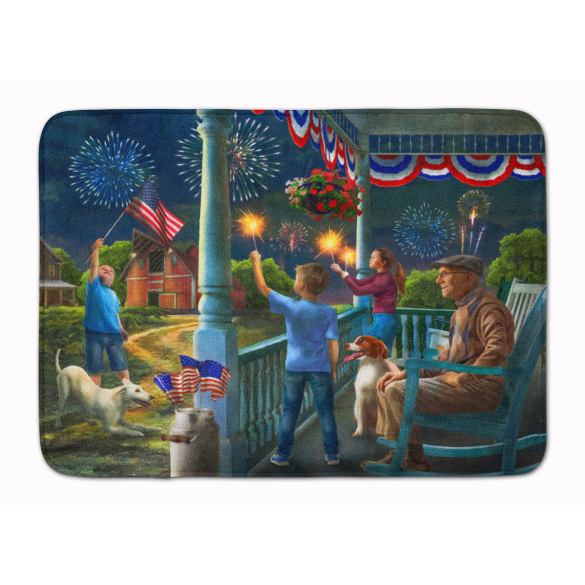 4Th Of July At Grandpa'S Usa Machine Washable Memory Foam Mat
