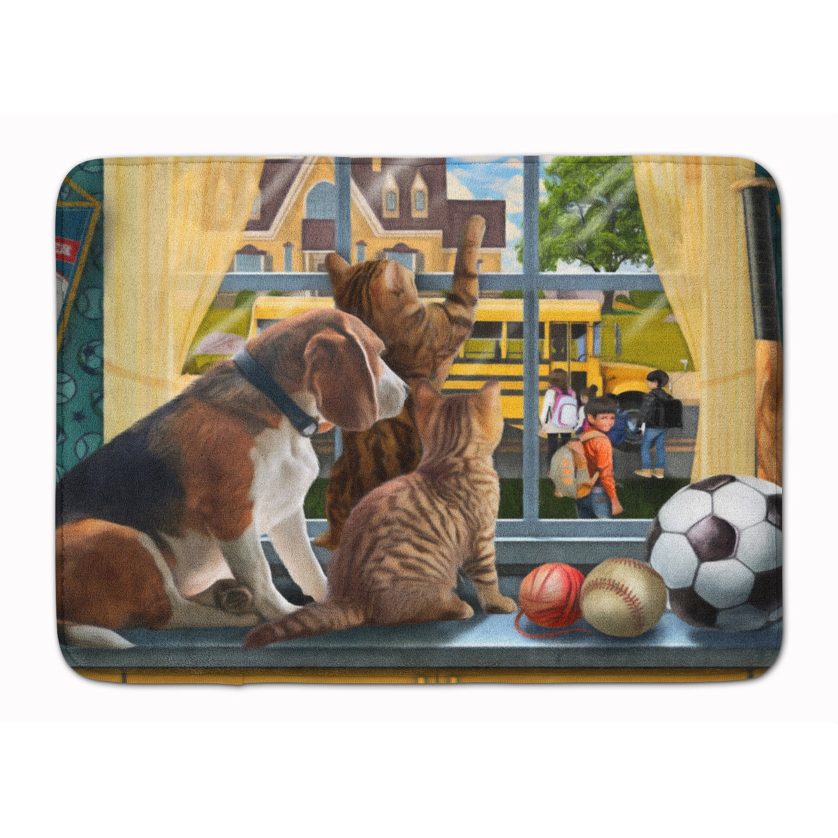 Beagle, Cats Back To School Machine Washable Memory Foam Mat