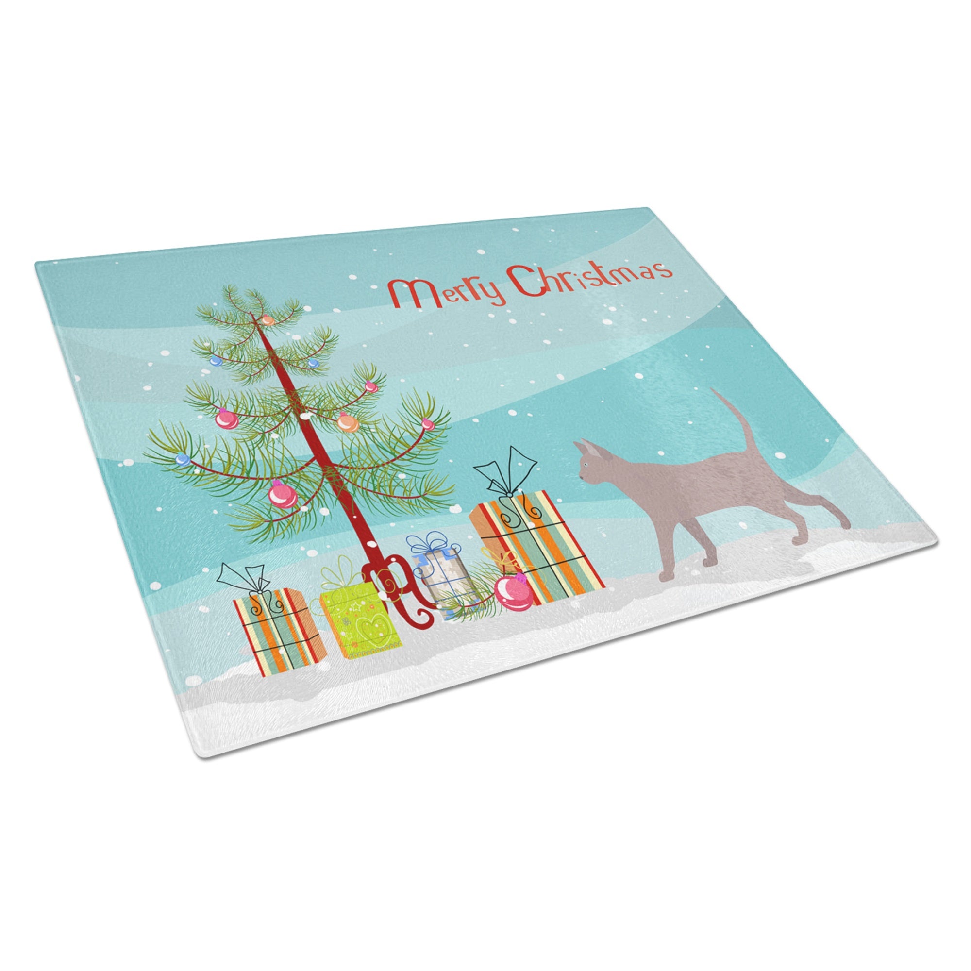 Thai Lilac #2 Cat Merry Christmas Glass Cutting Board Large