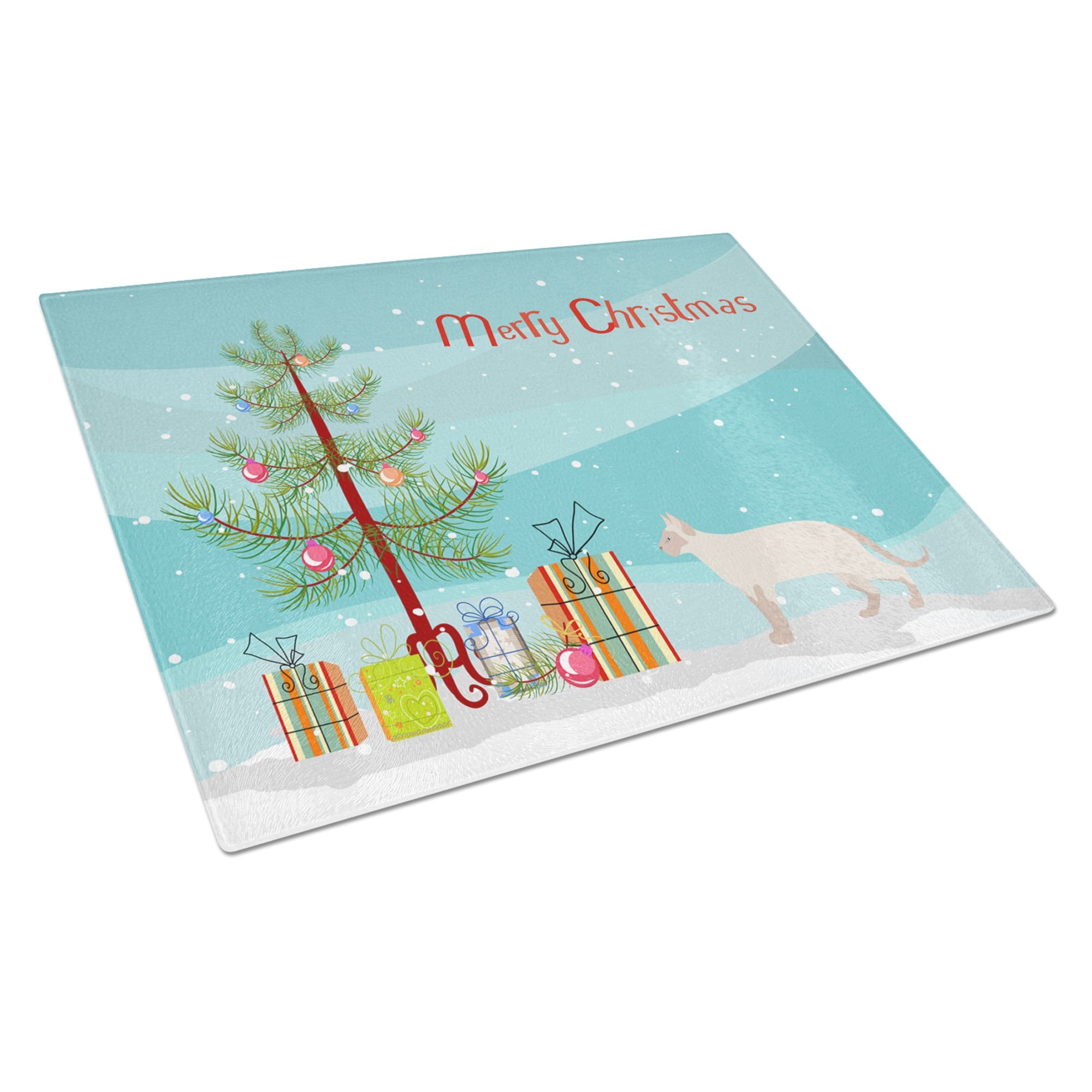 Tonkinese #2 Cat Merry Christmas Glass Cutting Board Large