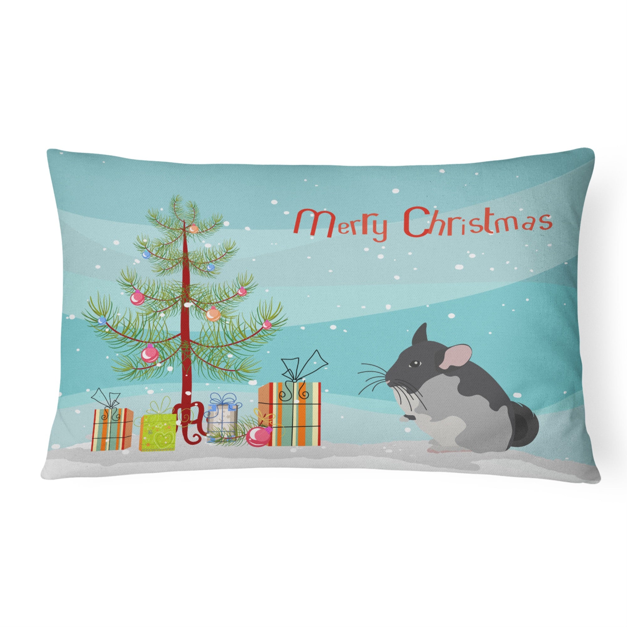 Black Velvet Chinchilla Merry Christmas Canvas Fabric Decorative Pillow