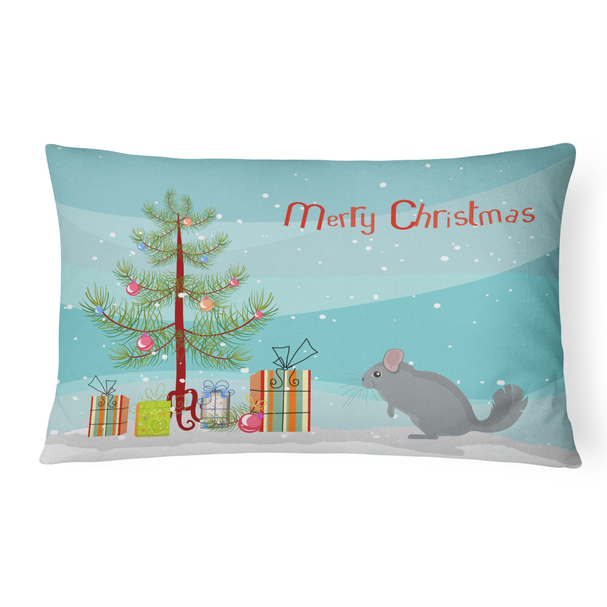 Foggy Chinchilla Merry Christmas Canvas Fabric Decorative Pillow