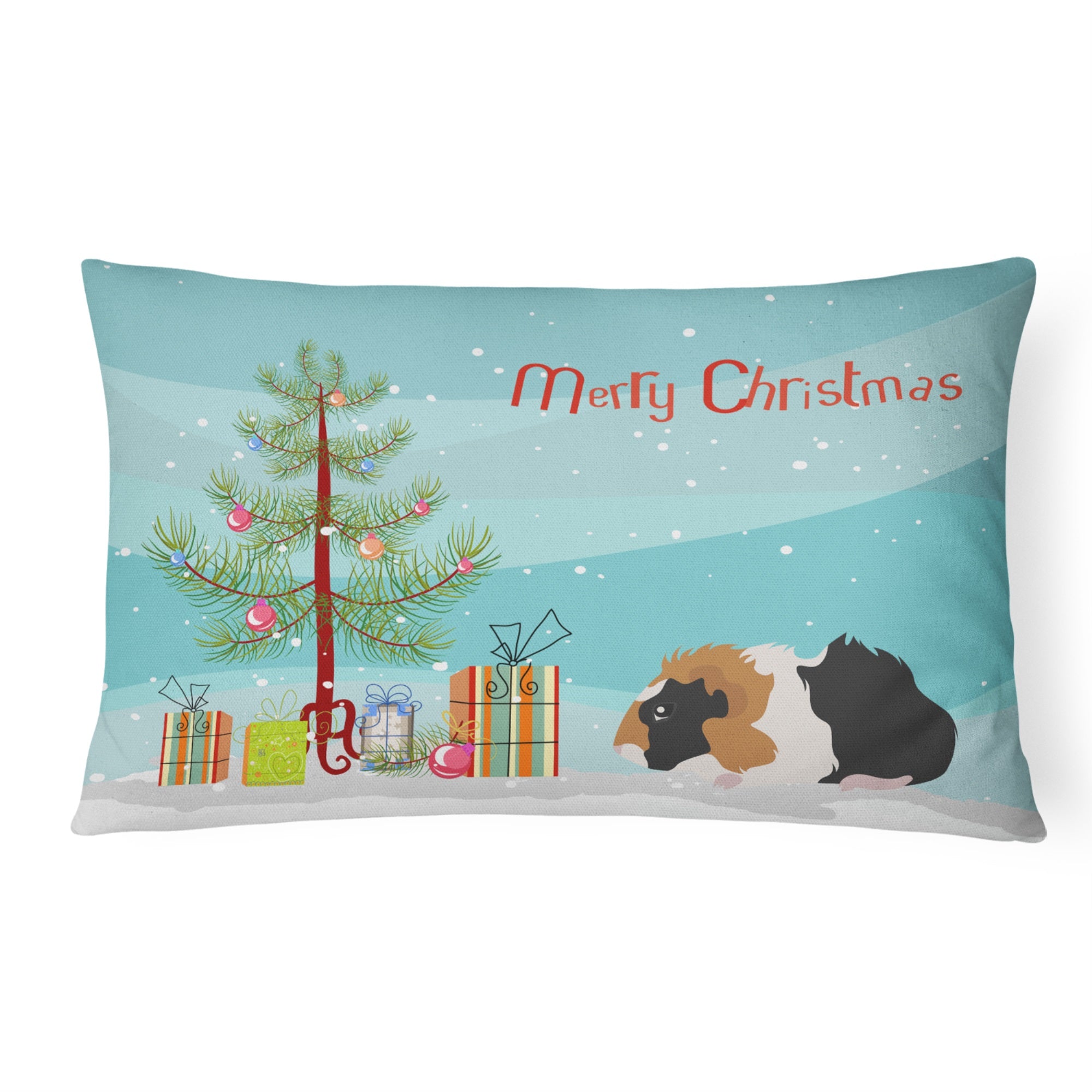 Abyssinian Guinea Pig Merry Christmas Canvas Fabric Decorative Pillow