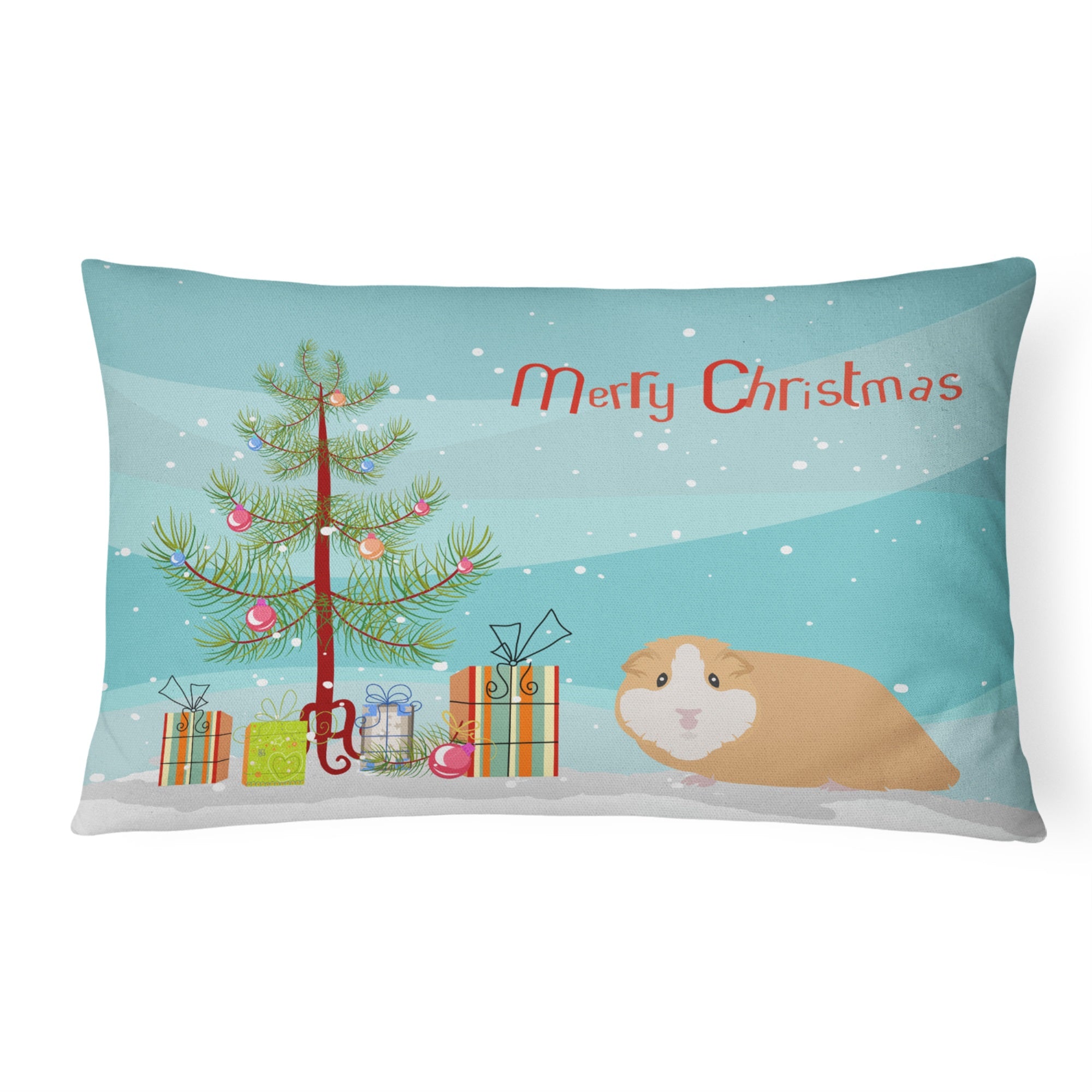 American Guinea Pig Merry Christmas Canvas Fabric Decorative Pillow