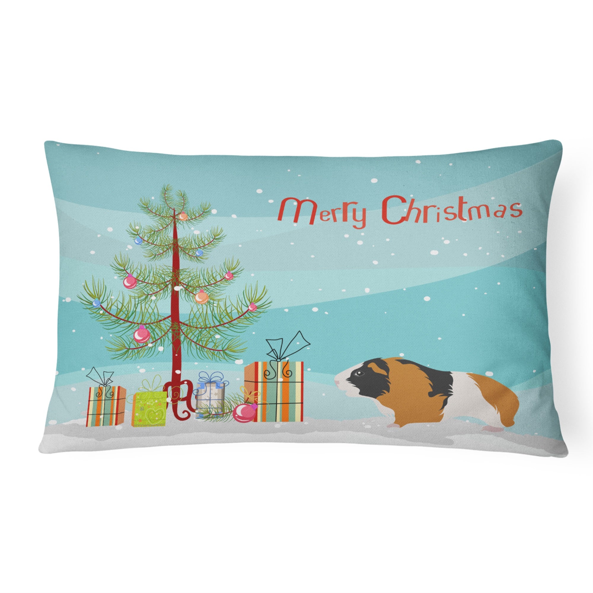 Rex Guinea Pig Merry Christmas Canvas Fabric Decorative Pillow