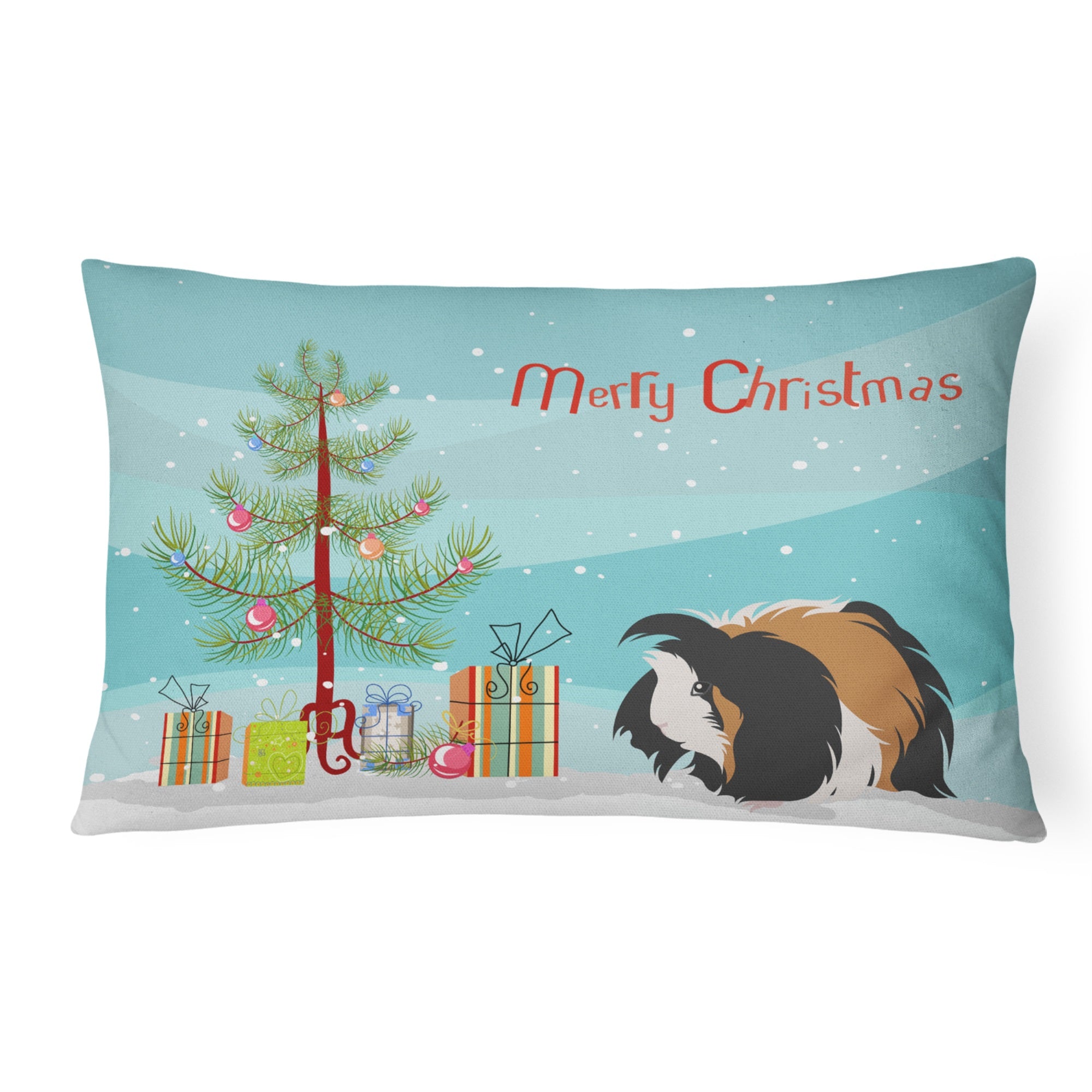 Sheba Guinea Pig Merry Christmas Canvas Fabric Decorative Pillow