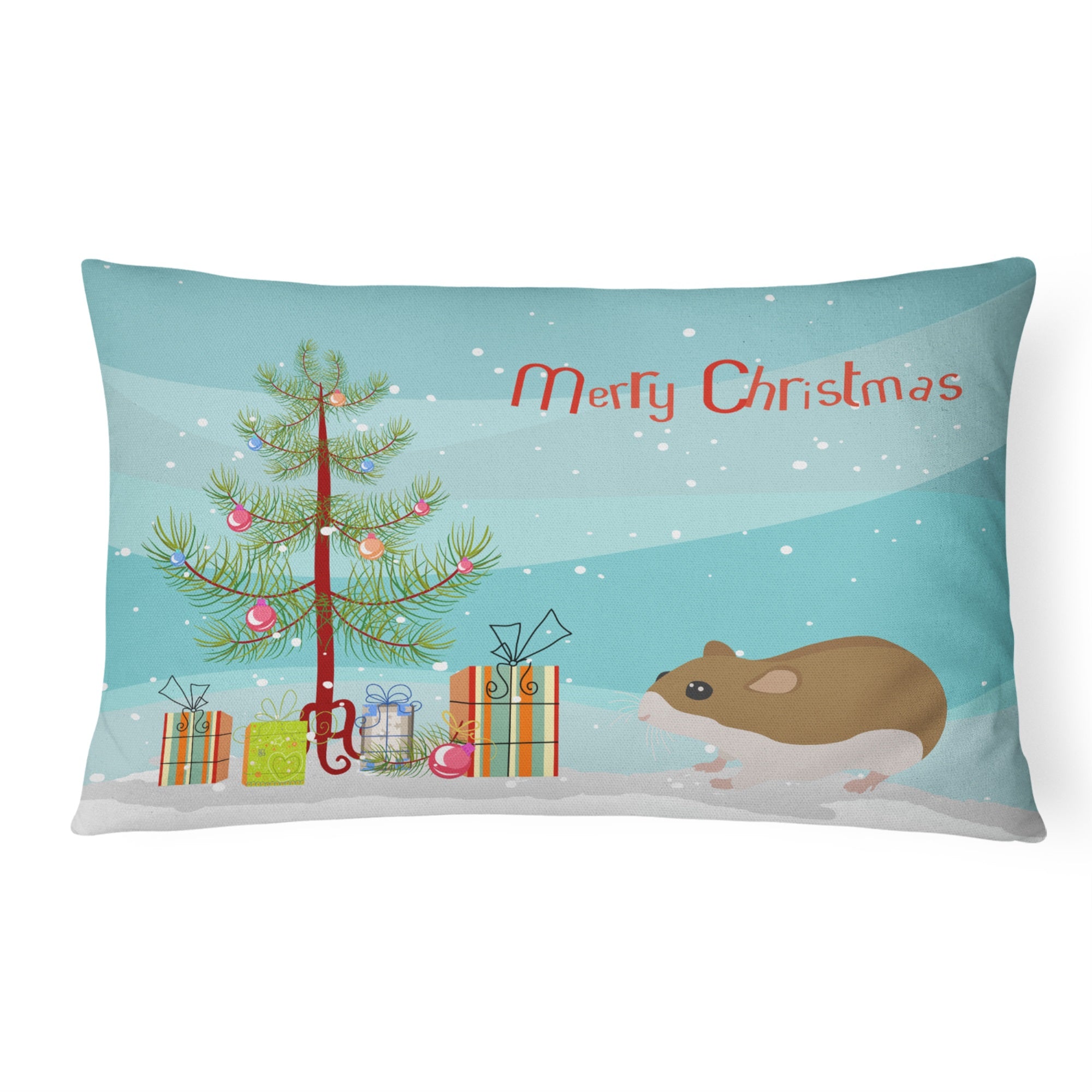 Chinese Hamster Merry Christmas Canvas Fabric Decorative Pillow