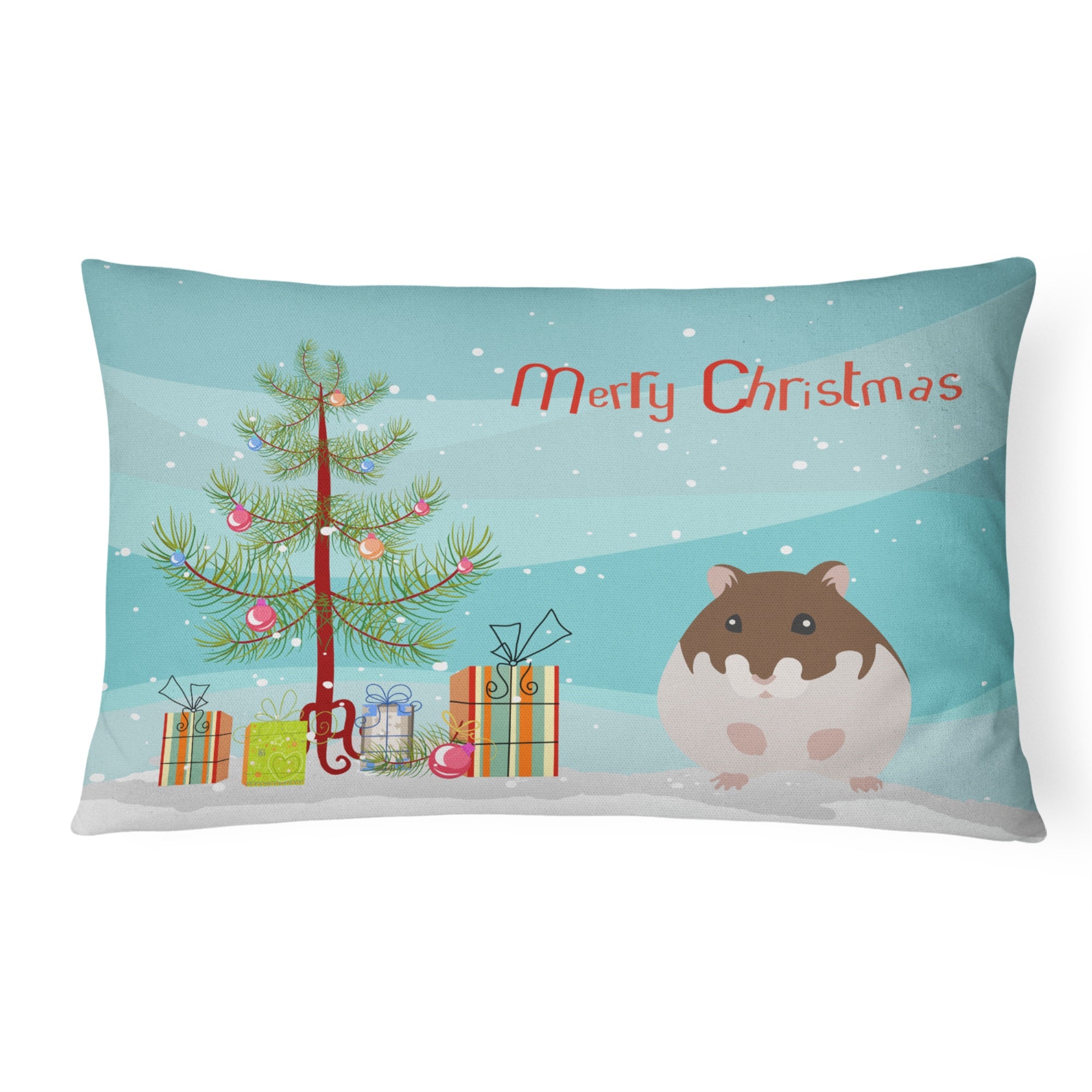 Dzungarian Hamster Merry Christmas Canvas Fabric Decorative Pillow
