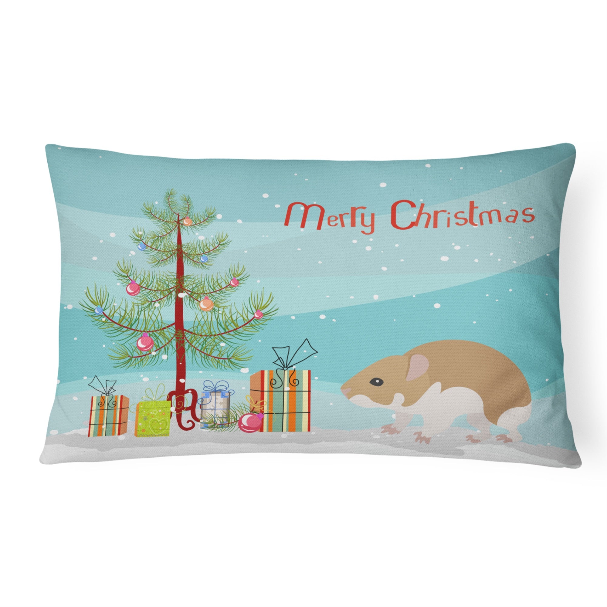Turkish Hamster Merry Christmas Canvas Fabric Decorative Pillow