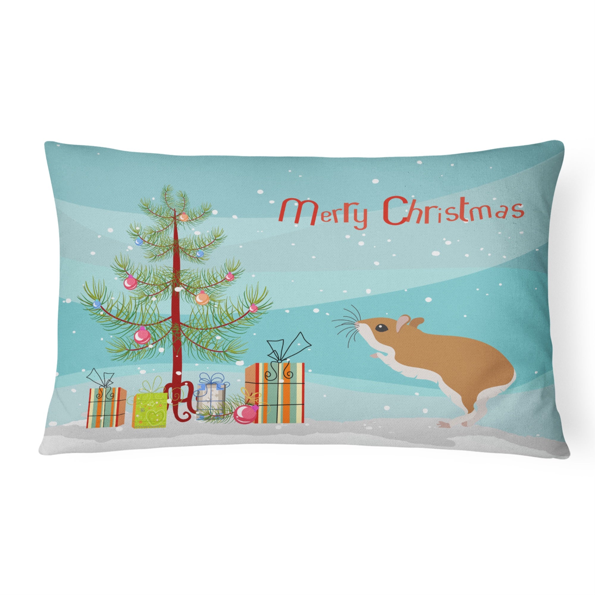 White Legged Hamster Merry Christmas Canvas Fabric Decorative Pillow