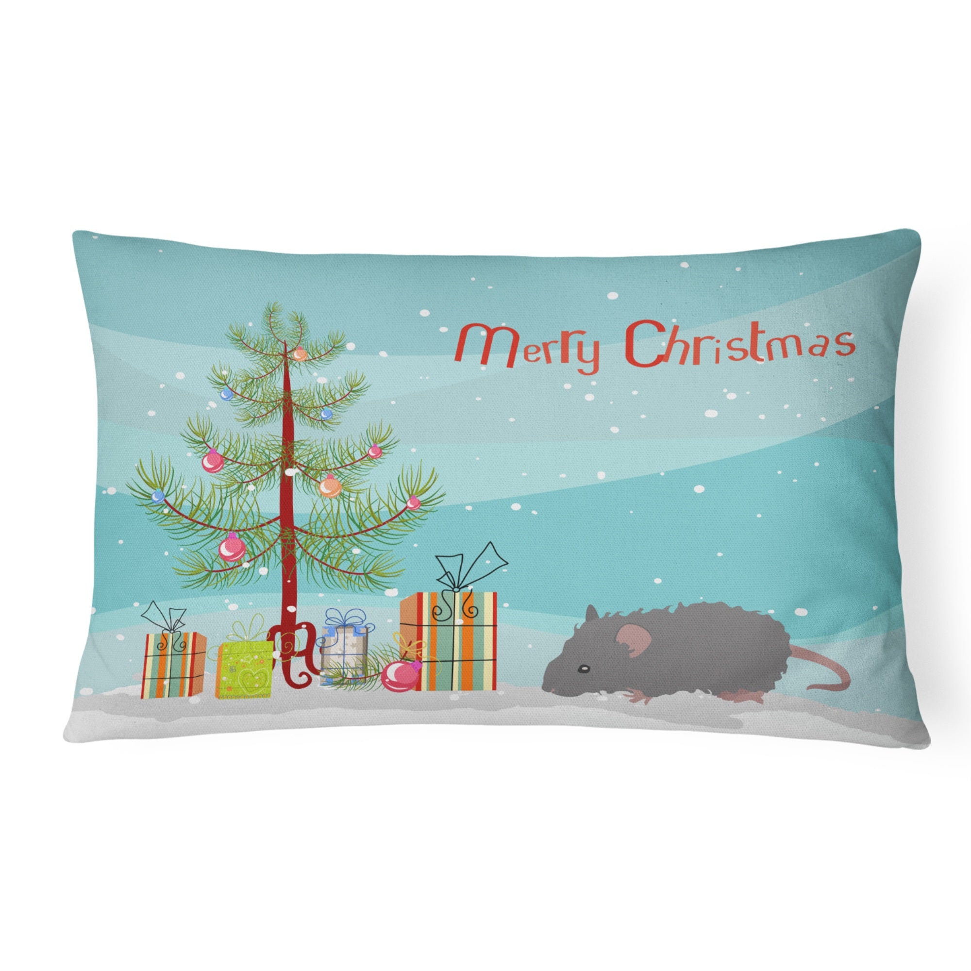 Australian Long Coated Mouse Merry Christmas Canvas Fabric Decorative Pillow