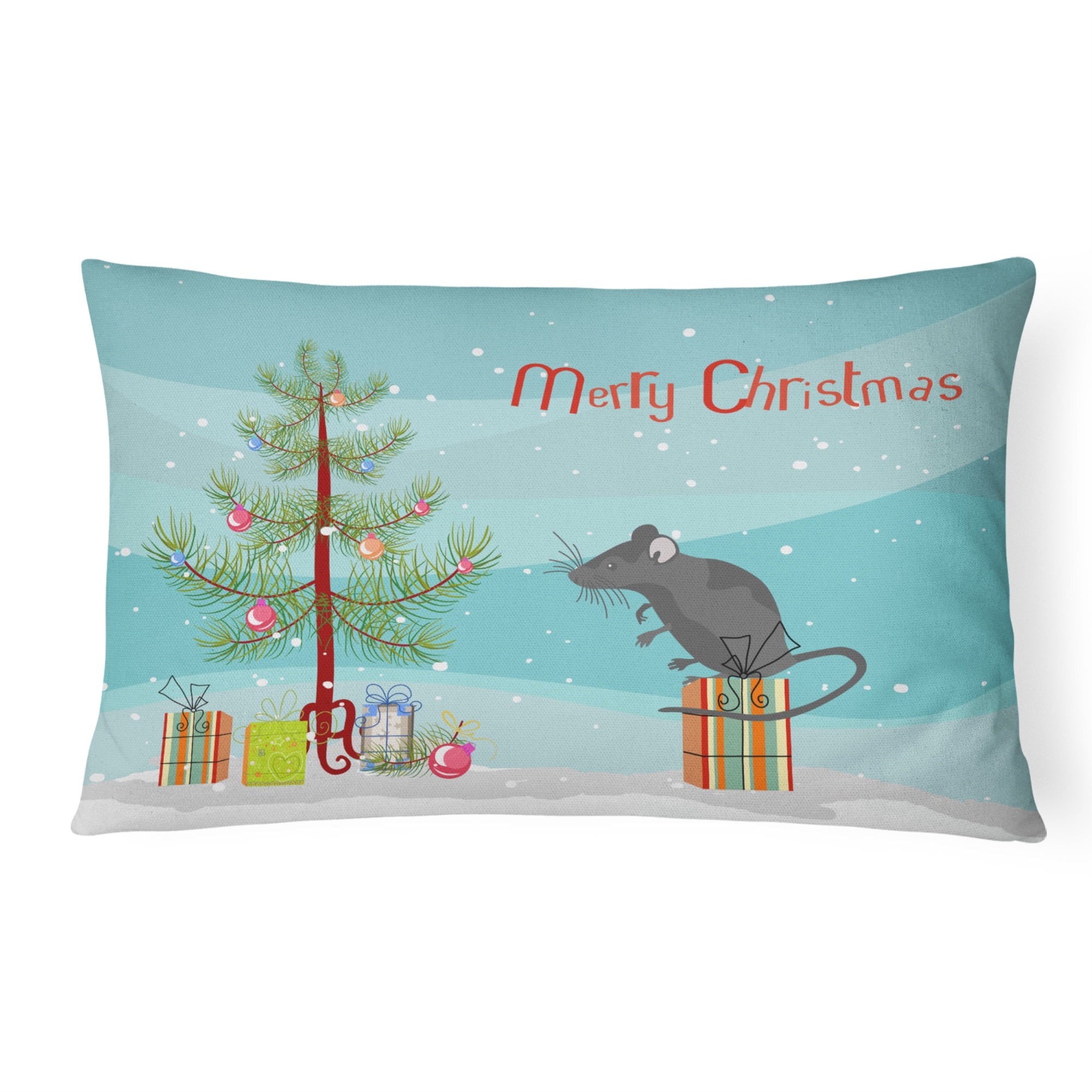 Satin Mouse Merry Christmas Canvas Fabric Decorative Pillow