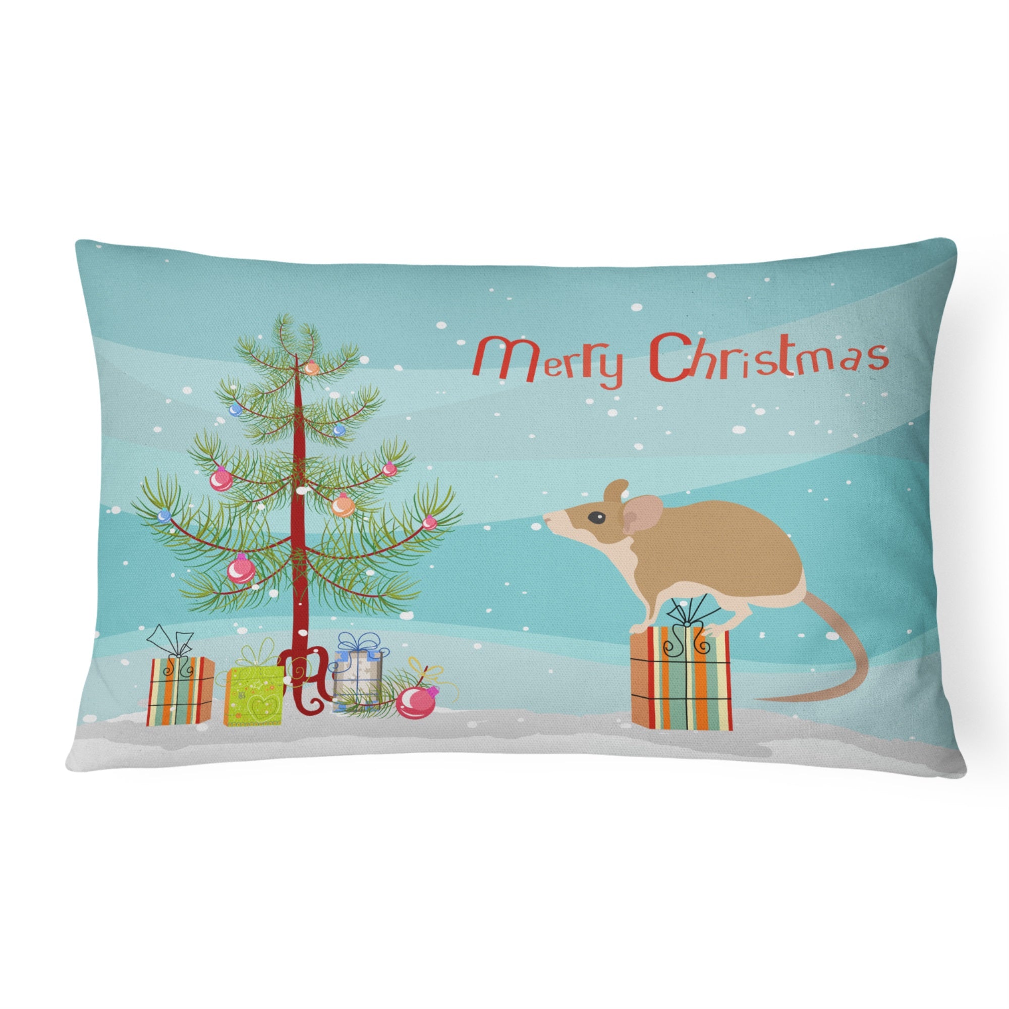Spiny Mouse Merry Christmas Canvas Fabric Decorative Pillow