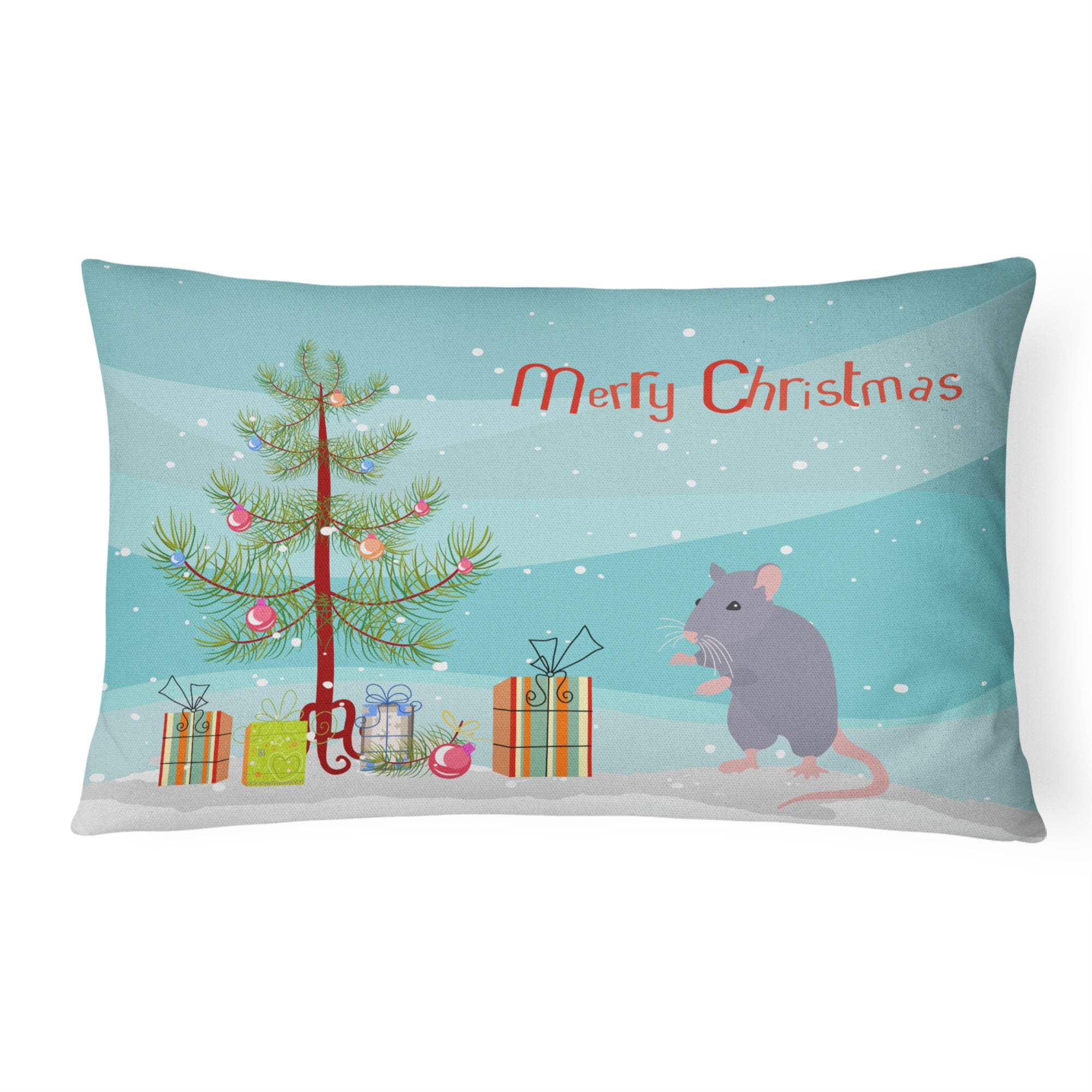 Blue Rat Merry Christmas Canvas Fabric Decorative Pillow