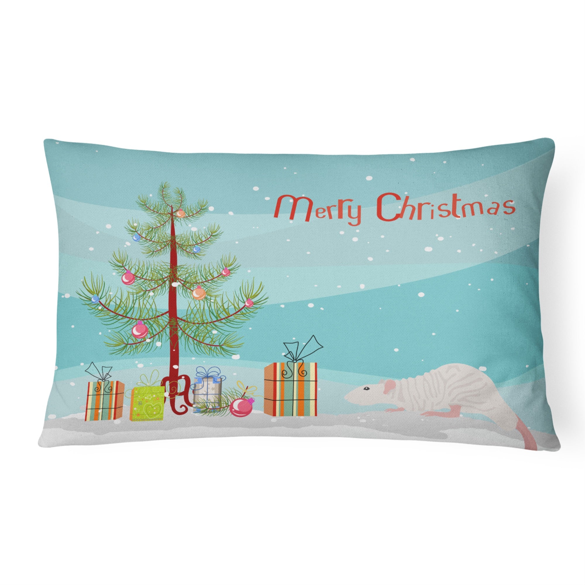 Dumbo Sphynx Rat Merry Christmas Canvas Fabric Decorative Pillow