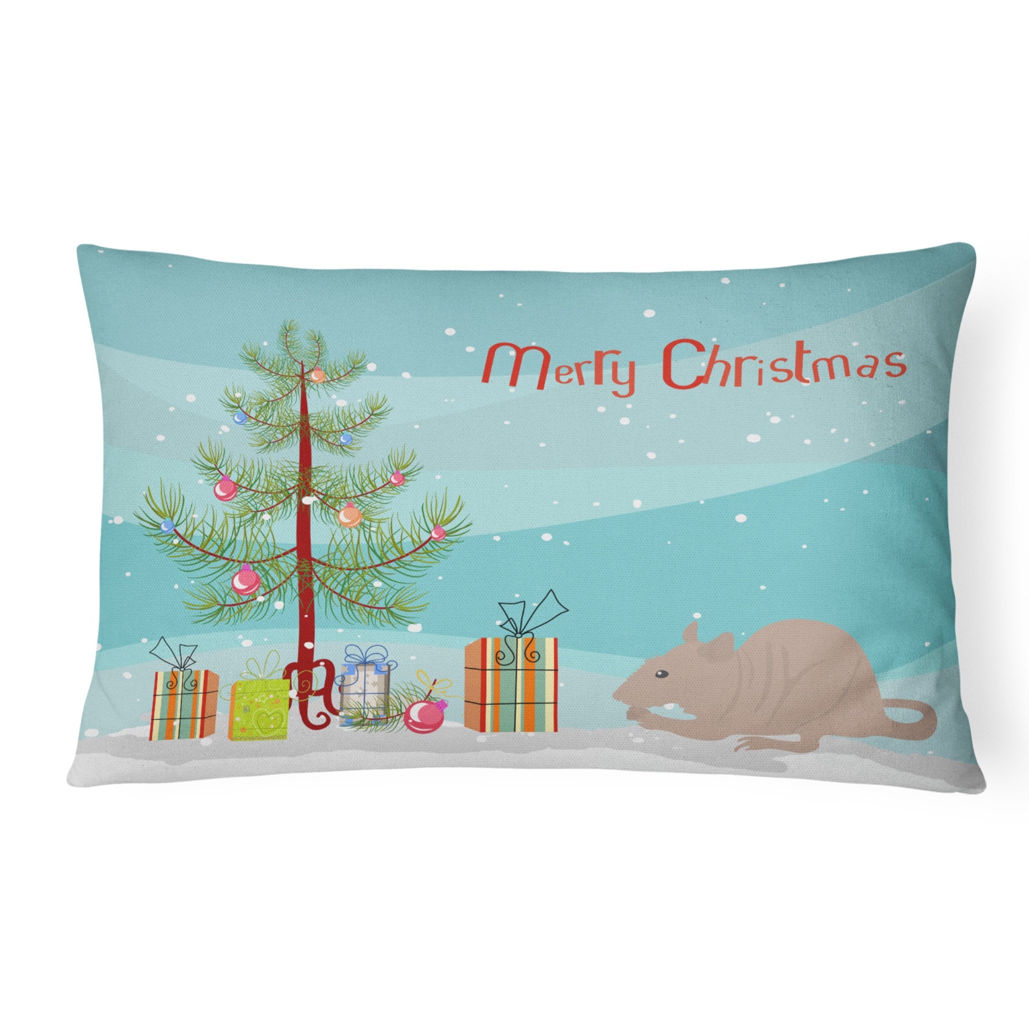 Fuzz Rat Merry Christmas Canvas Fabric Decorative Pillow