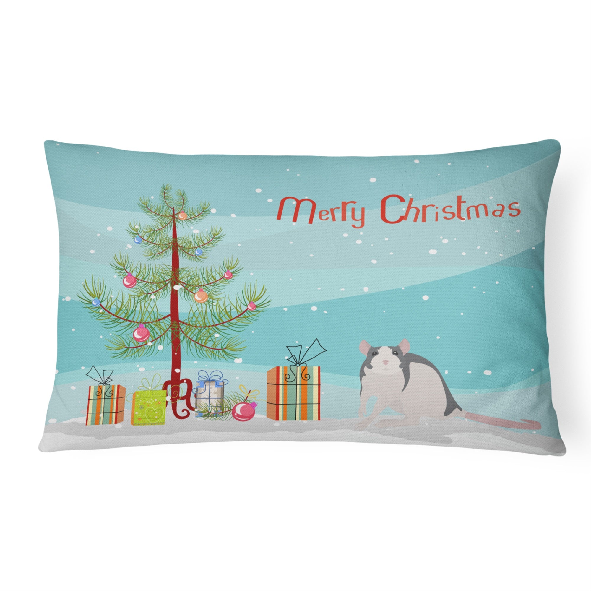 Husky Rat Merry Christmas Canvas Fabric Decorative Pillow
