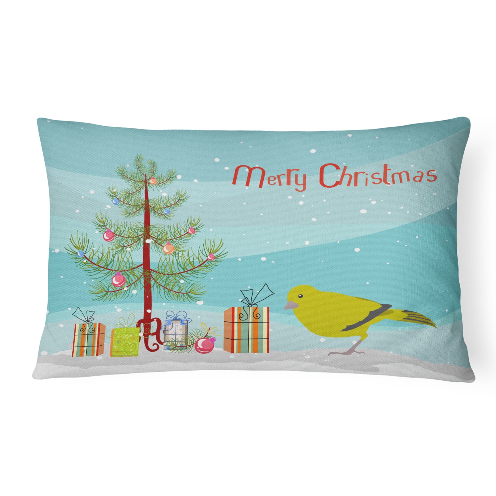 London Canary Merry Christmas Canvas Fabric Decorative Pillow