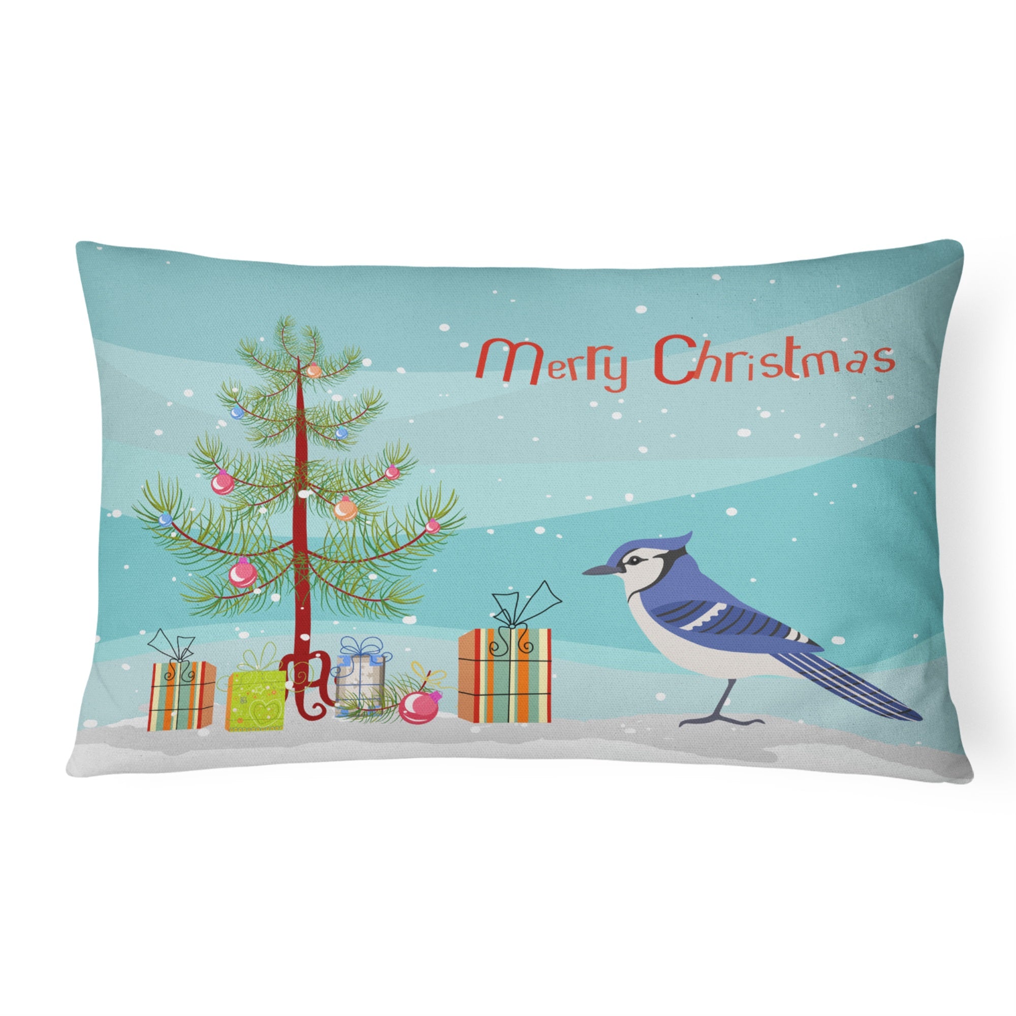 Jay Bird Merry Christmas Canvas Fabric Decorative Pillow