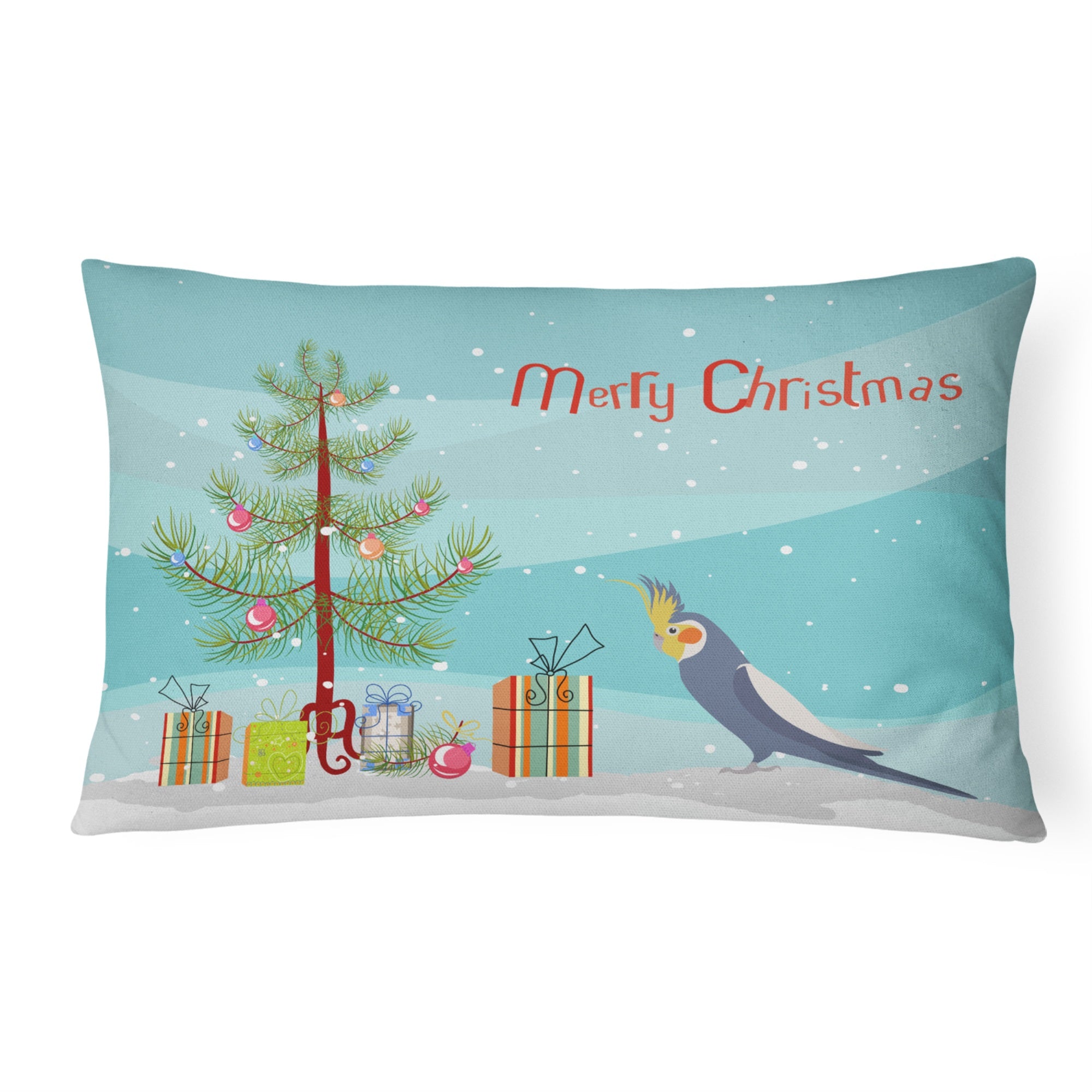Cockatiel Merry Christmas Canvas Fabric Decorative Pillow