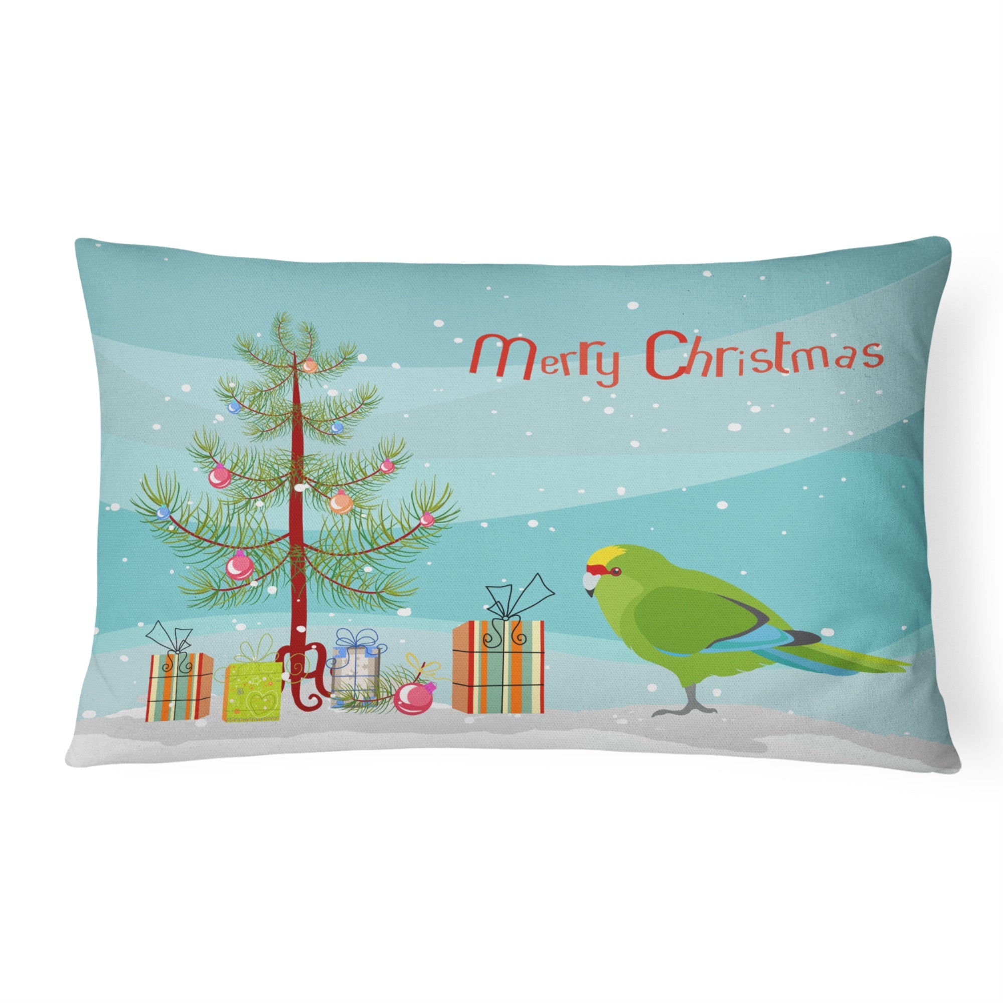 New Zealand Parakeet Merry Christmas Canvas Fabric Decorative Pillow