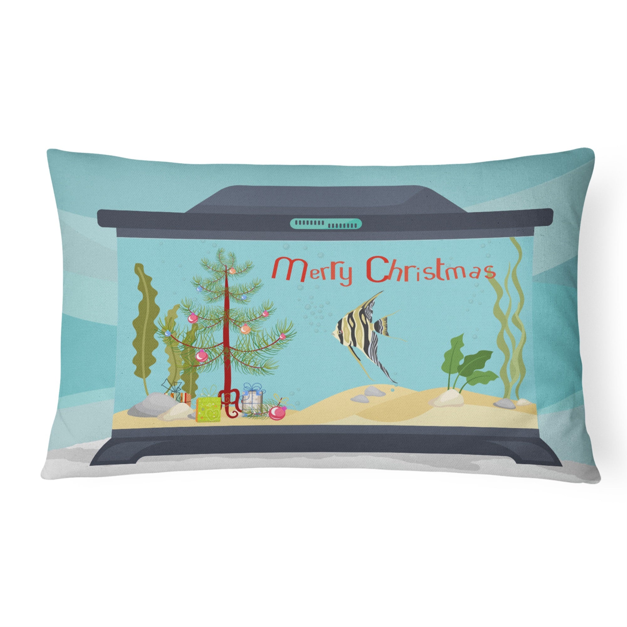 Angelfish Merry Christmas Canvas Fabric Decorative Pillow